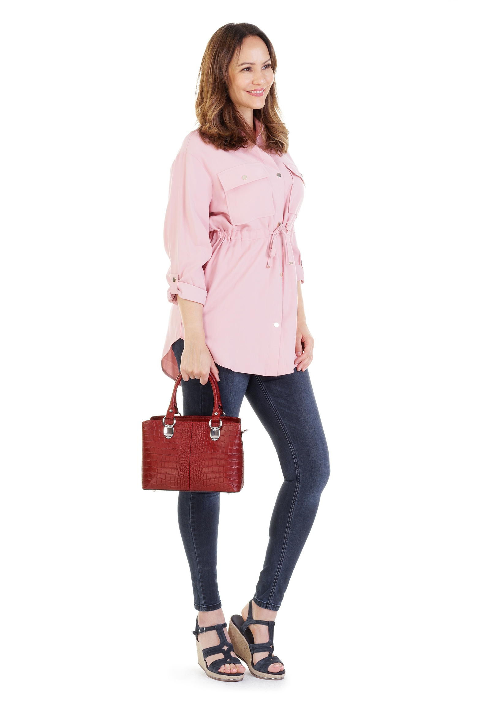 Cluty Umhängetasche, echt Leder, Made in Italy
