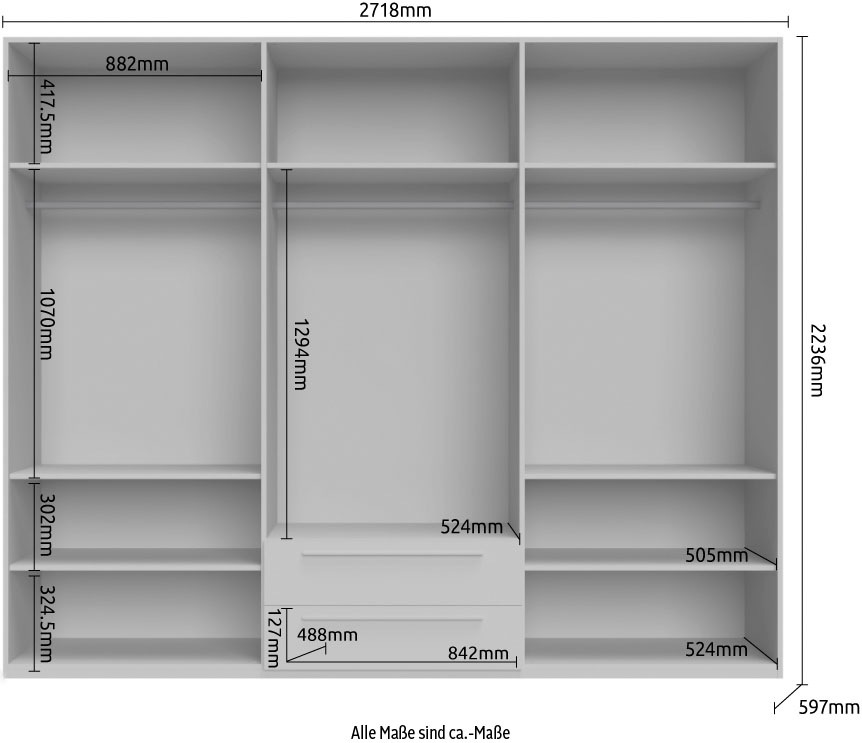 Places of Style Kleiderschrank »Piano, UV lackiert, hochglänzend in beige oder weiß, FSC-zertifiziert«, (Made in Europe), in vielen Breiten, Höhe 224cm, mit Soft-Close Funktion, 2 Schubladen