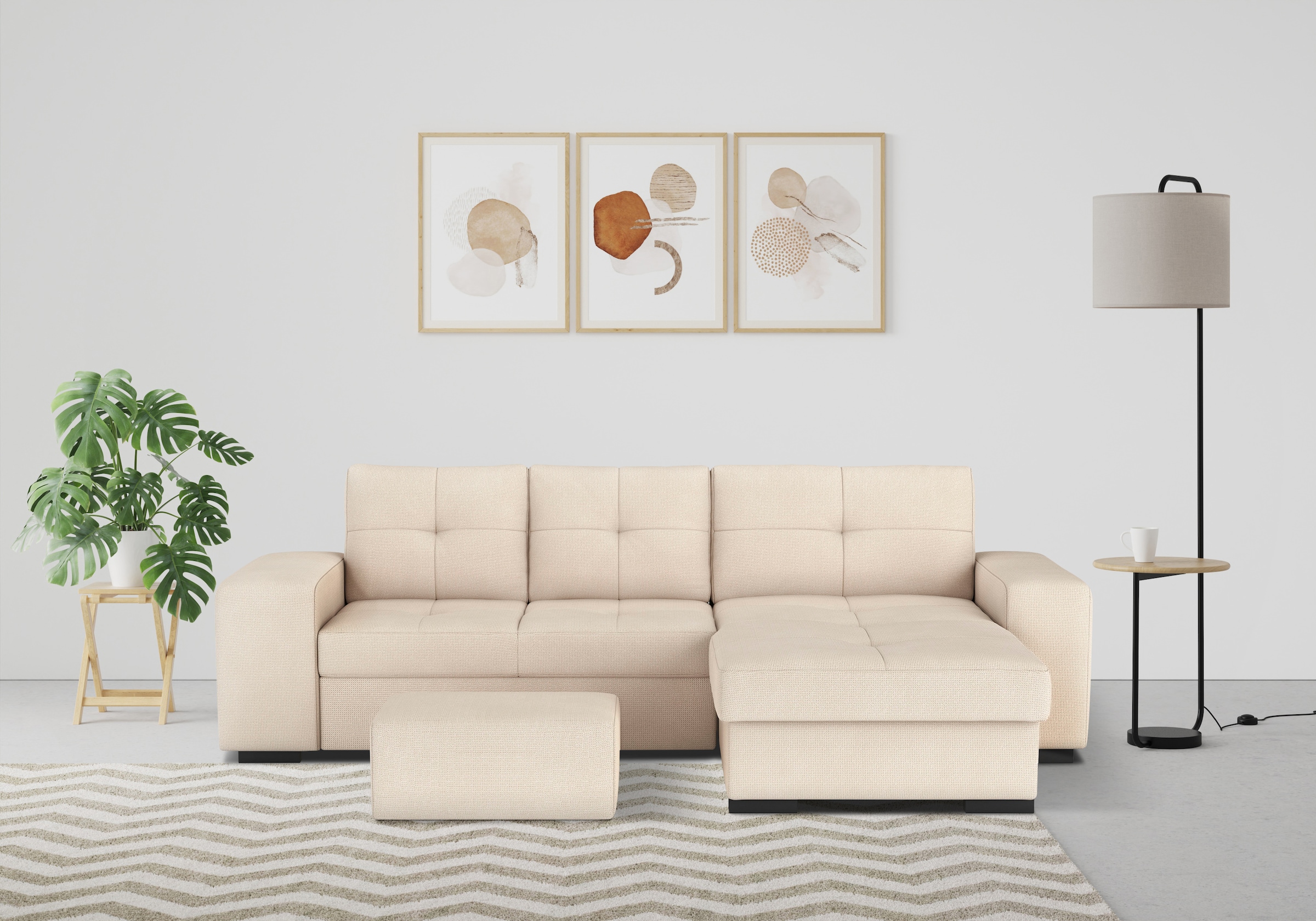 COTTA Ecksofa »Mattina L-Form«, mit Hocker, wahlweise mit Bettfunktion & Be günstig online kaufen
