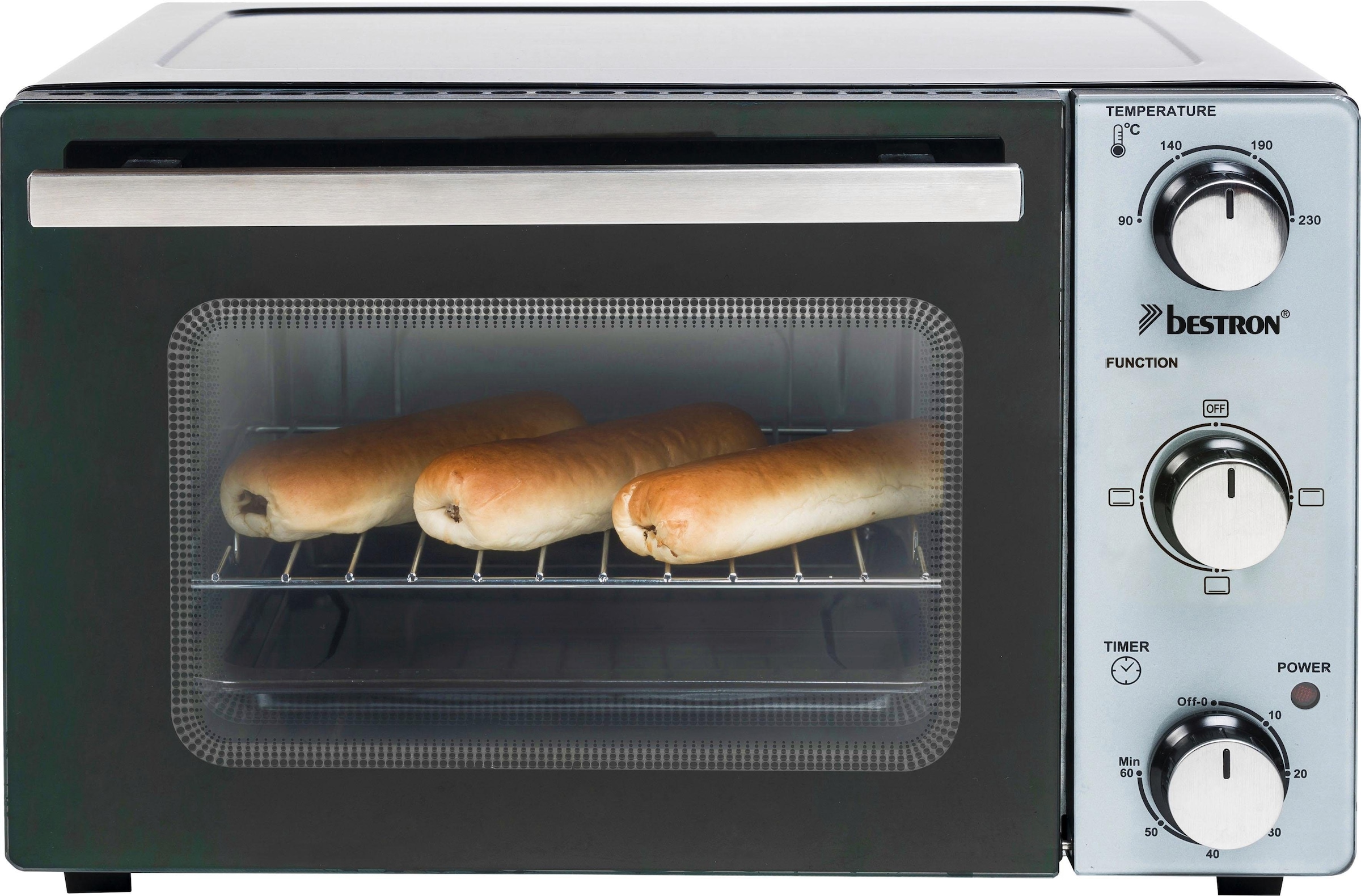 6. Bild von bestron Minibackofen »AOV20 kompaktes Gerät«, 1300 W, Edelstahl, Schwarz