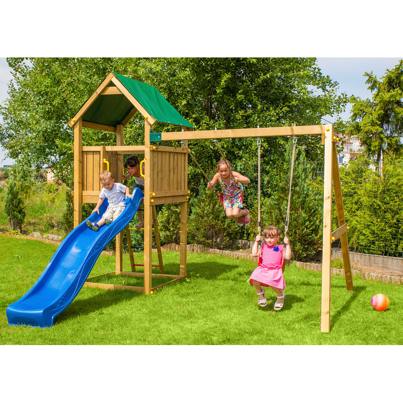 FUNGOO Spielturm »FUNNY 2« mit Schaukel & Rutsche, FSC - schützt Wald blau