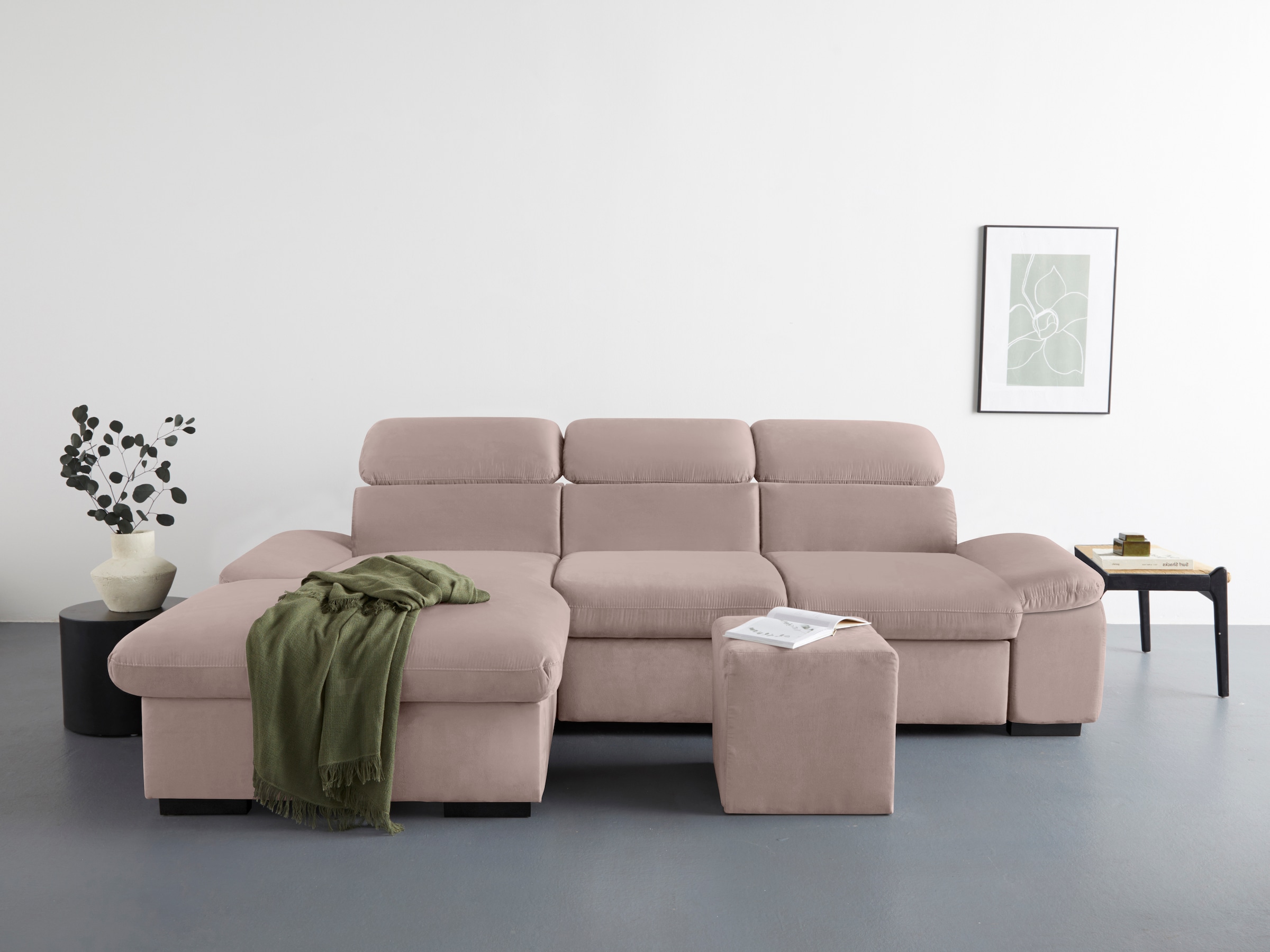 COTTA Ecksofa "Lola L-Form", (Set, mit Hocker), mit Hocker & Kopfteilfunkti günstig online kaufen