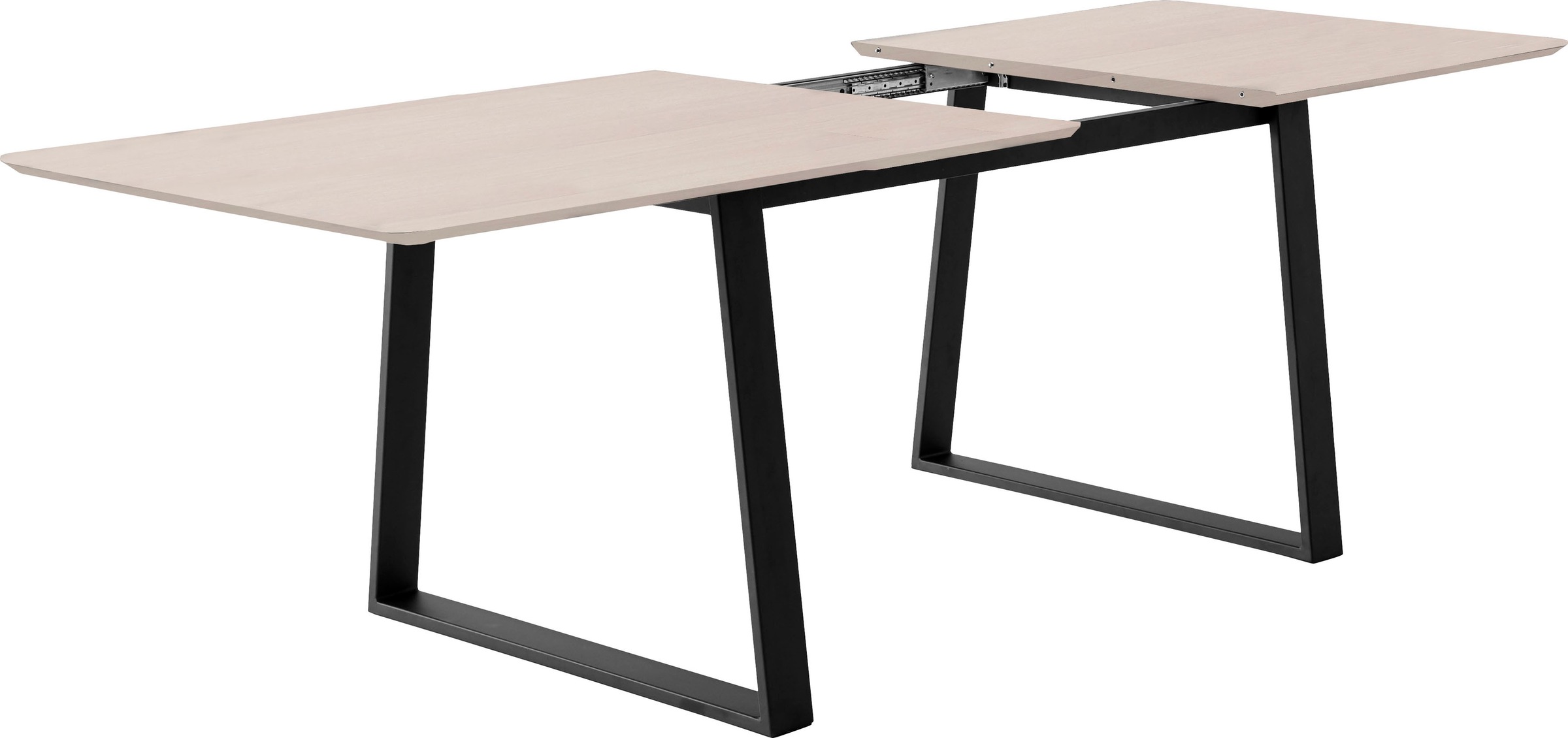 Hammel Furniture Esstisch »Meza Designtisch mit Auszugsfunktion und 2 Einlegeplatten«, abgerundete Tischplatte MDF, Trapez Metallgestell