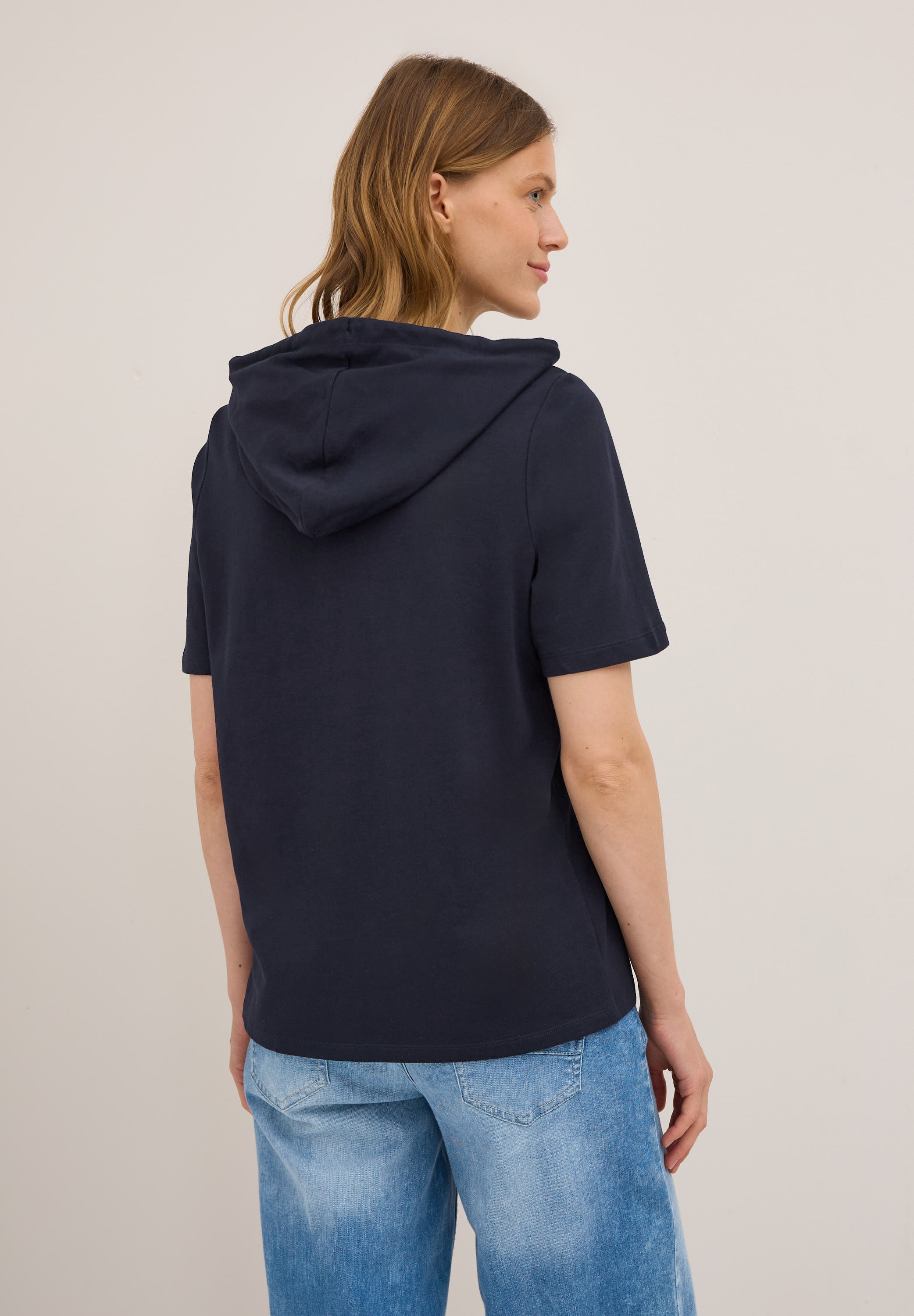 Cecil Kapuzensweatshirt , Halbarm-Shirt mit Glitzer-Print und Kapuze
