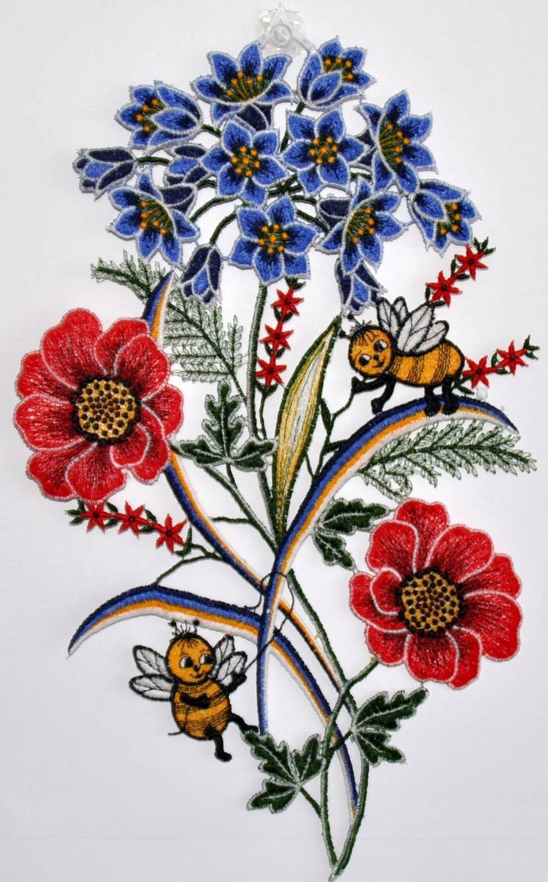 Stickereien Plauen Fensterbild »Fensterbild Blumen«, Echte Plauener Spitze günstig online kaufen
