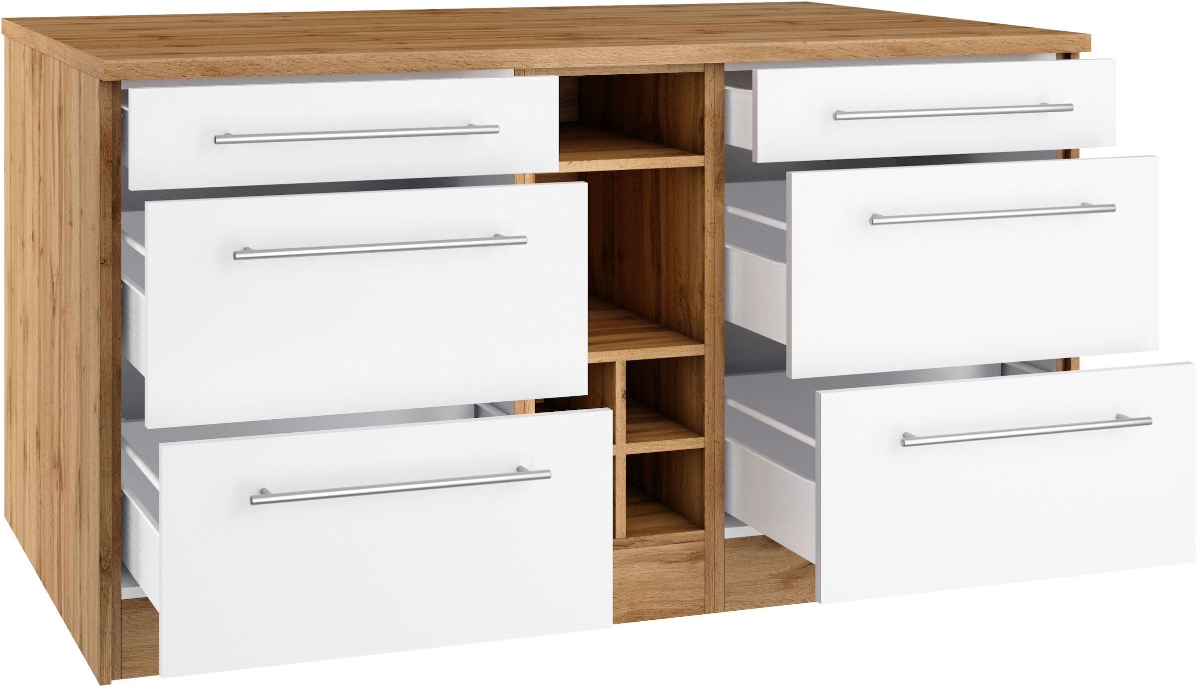 KOCHSTATION Kücheninsel »KS-Wien«, Breite 153 cm, MDF-Fronten, Flaschenregal