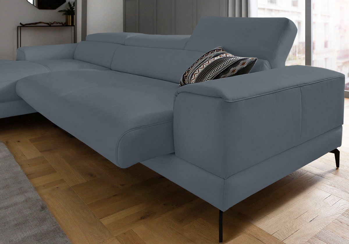 W.SCHILLIG Ecksofa »piedroo, Designsofa mit tollem Sitzkomfort, bequem, L-Form«, Kopfteilverstellung, wahlweise mit Sitztiefenverstellung, Breite 343cm