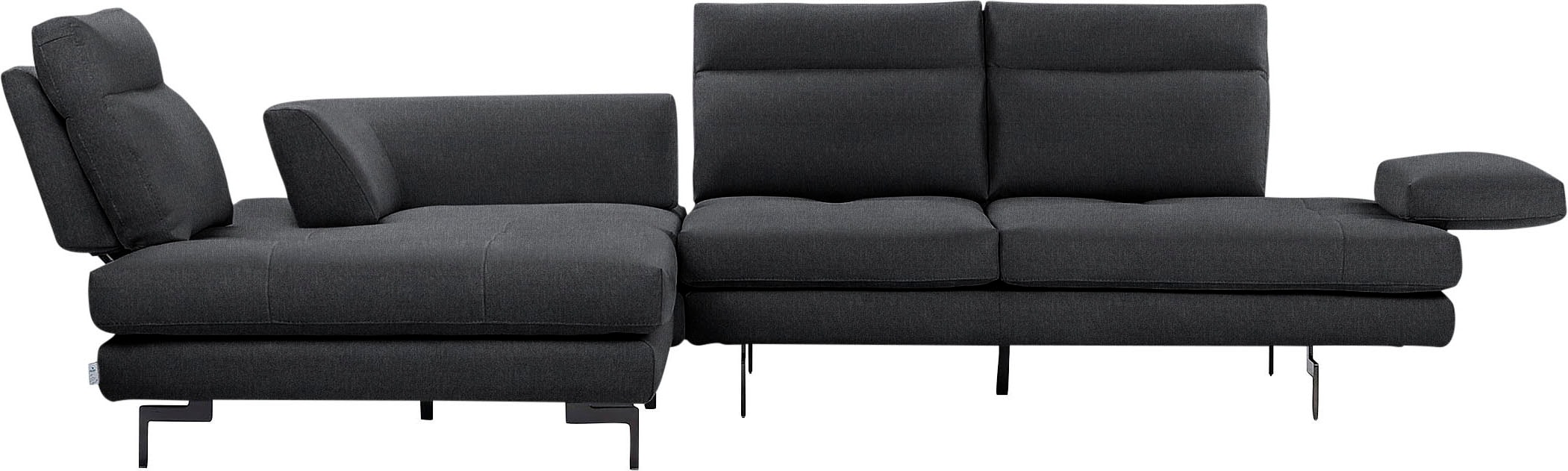 CALIA ITALIA Ecksofa »Toby Wing, Komfortsofa mit Sitzkomfort der Extraklasse, L-Form«, Sitztiefenverstellung, wahlw. mit Kissen-Set,Füße schwarz matt