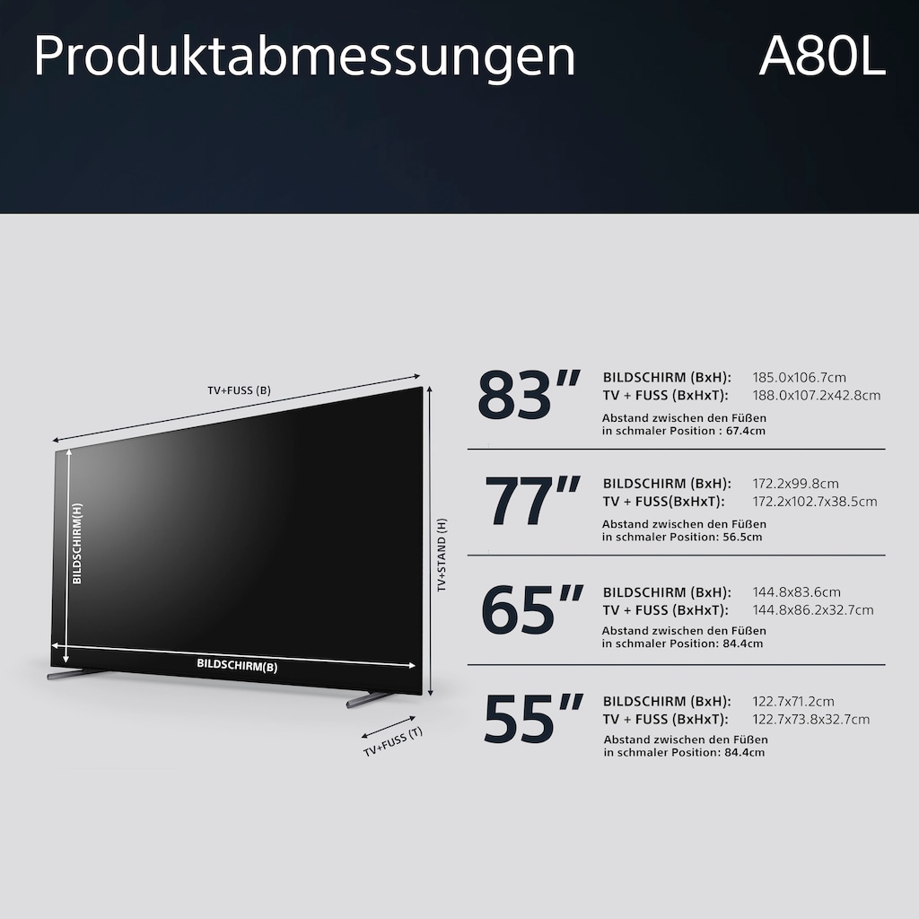 Sony OLED-Fernseher »XR-65A80L«, 164 cm/65 Zoll, 4K Ultra HD, Google TV-Smart-TV-Android TV