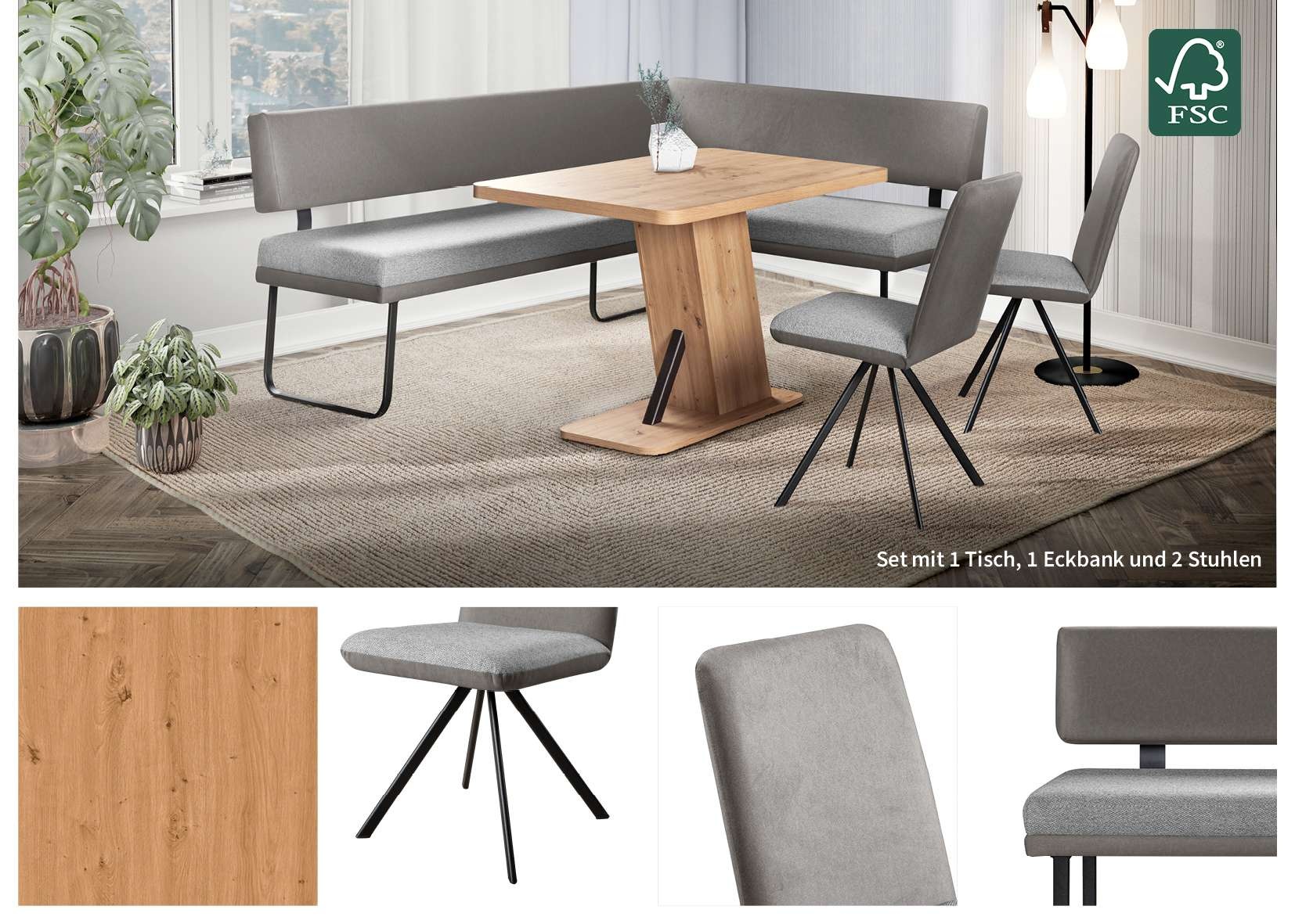 Home affaire Eckbankgruppe »Gabi Essecke, Sitzgruppe, Eckbankgruppe, Küchenbankgruppe« Set, 4tlg, 4 tlg. tlg.