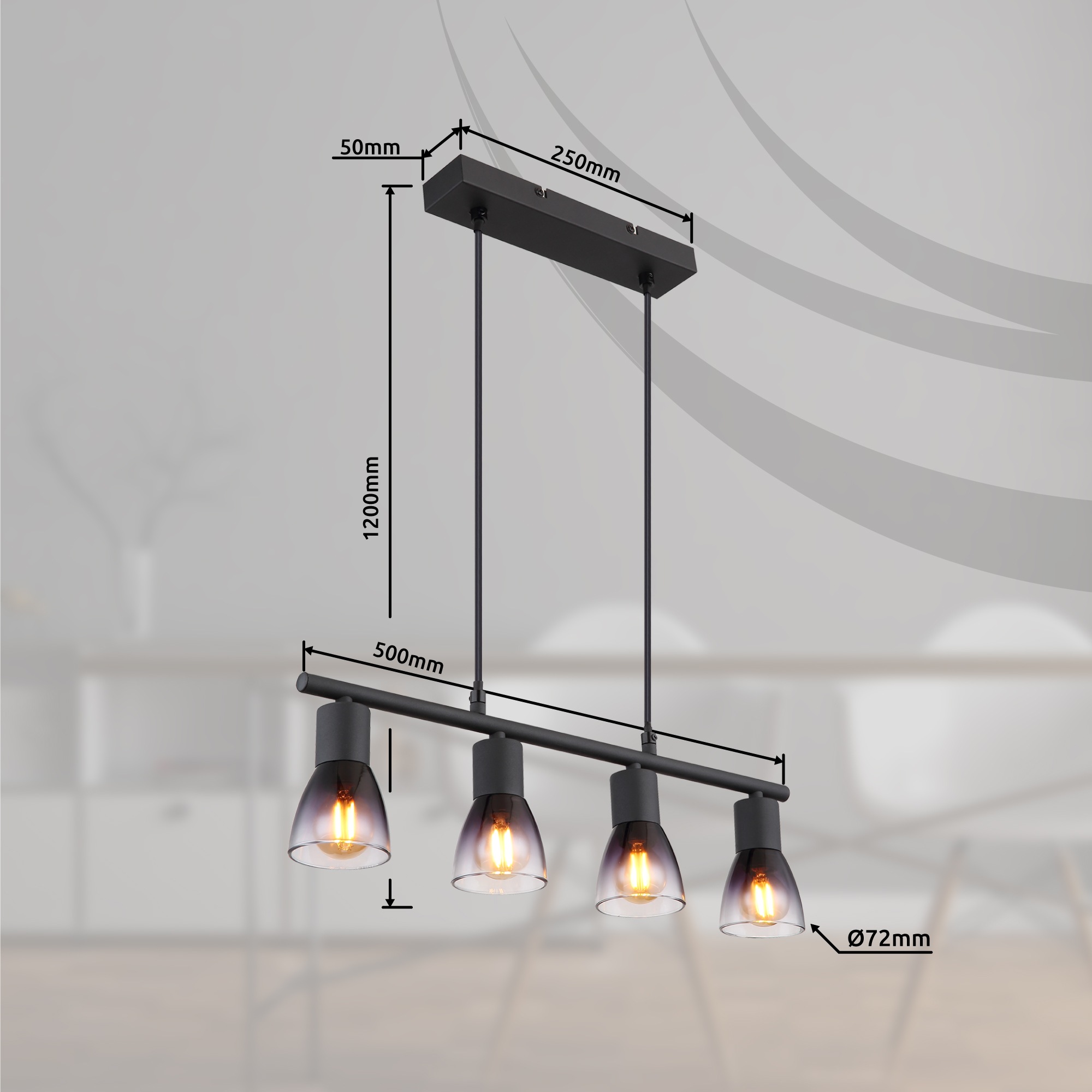 GLOBO LIGHTING Hängeleuchte »SATELLA«, Leuchtmittel E14 | ohne Leuchtmittel, Hängelampe/Pendelleuchte/Esszimmer/Wohnzimmer/Esstisch