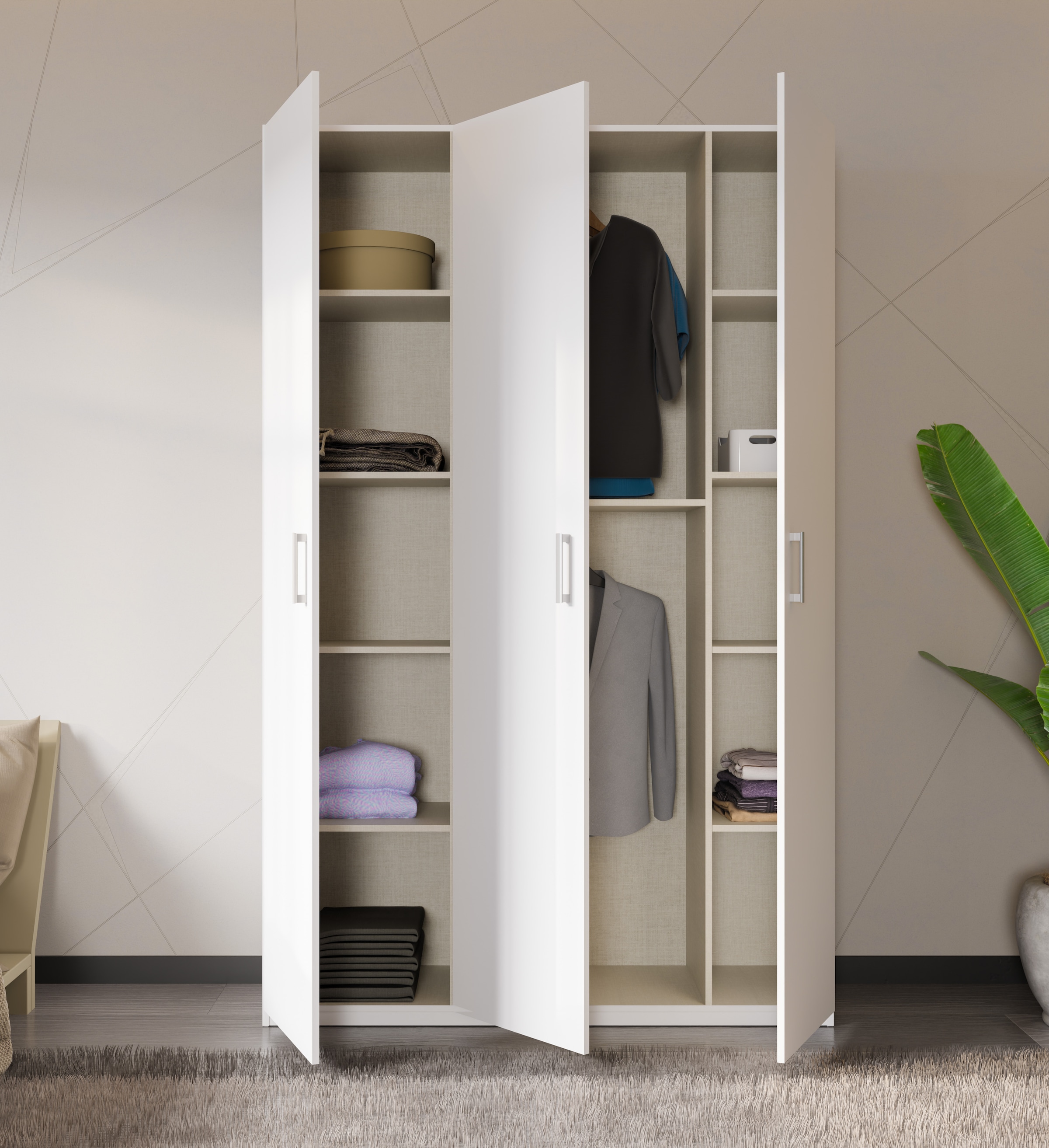 FORTE Drehtürenschrank B/H/T 133,2/210,5/42 cm, stehende Montage