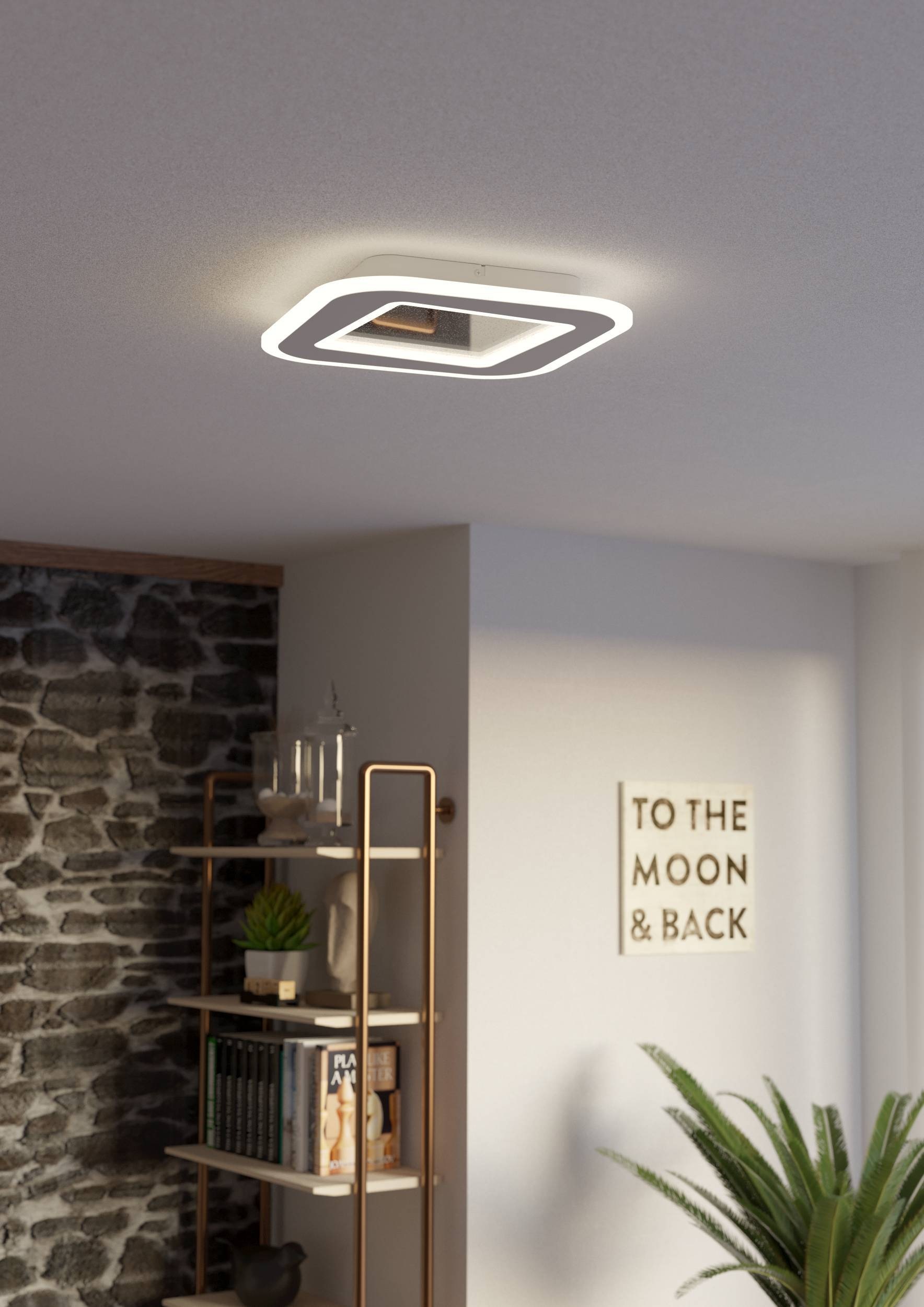 EGLO Deckenleuchte »Macchoni Deckenlampe, Kristall Deckenleuchte mit Fernbedienung, Lampe« LED-Modul 1 Stk. Kaltweiß | Neutralweiß | Warmweiß Wand-/Deckenleuchte - L38 x B38 x H5 cm - weiß - 20W inkl.