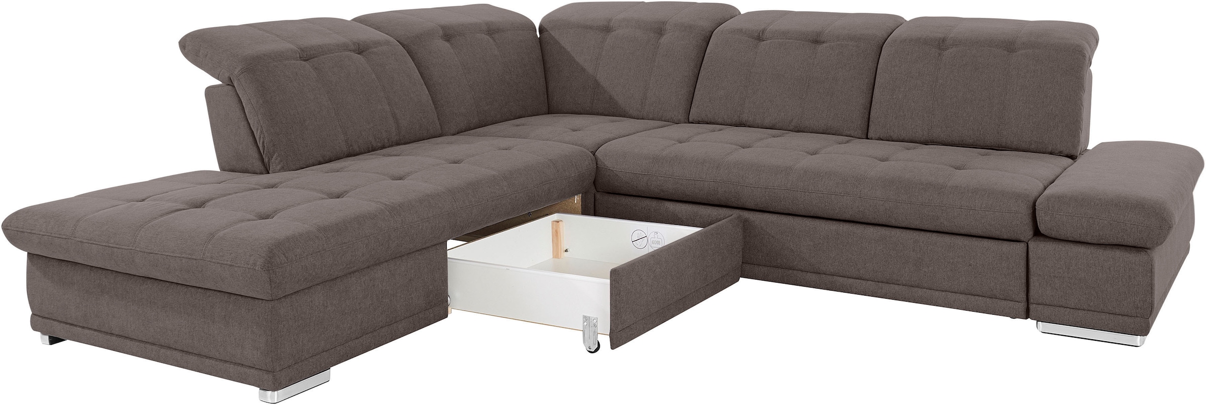 COTTA Ecksofa »Holiday L-Form mit Sitztiefen-, Armteil- und Kopfteilverstellung«, wahlweise mit Bettfunktion & Bettkasten