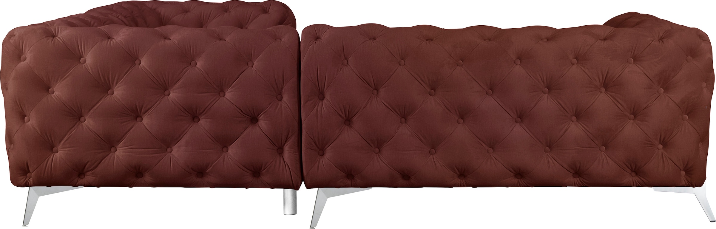 Leonique Chesterfield-Sofa »Amaury L-Form«, moderne Chersterfield-Optik, Breite 262 cm, Fußfarbe wählbar