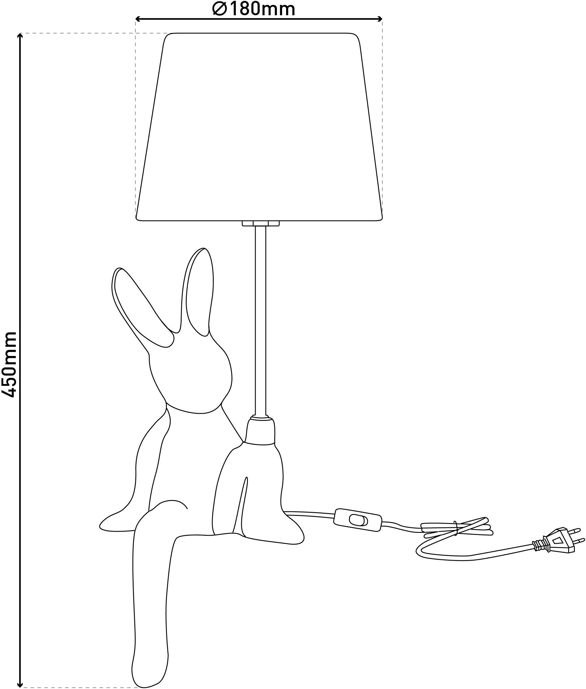 näve Tischleuchte »Helge Hase«, 1 flammig, Leuchtmittel E14 | ohne Leuchtmittel, Osterhase, Keramikfuß, Textilschirm schwarz, Ostern, Tischlampe