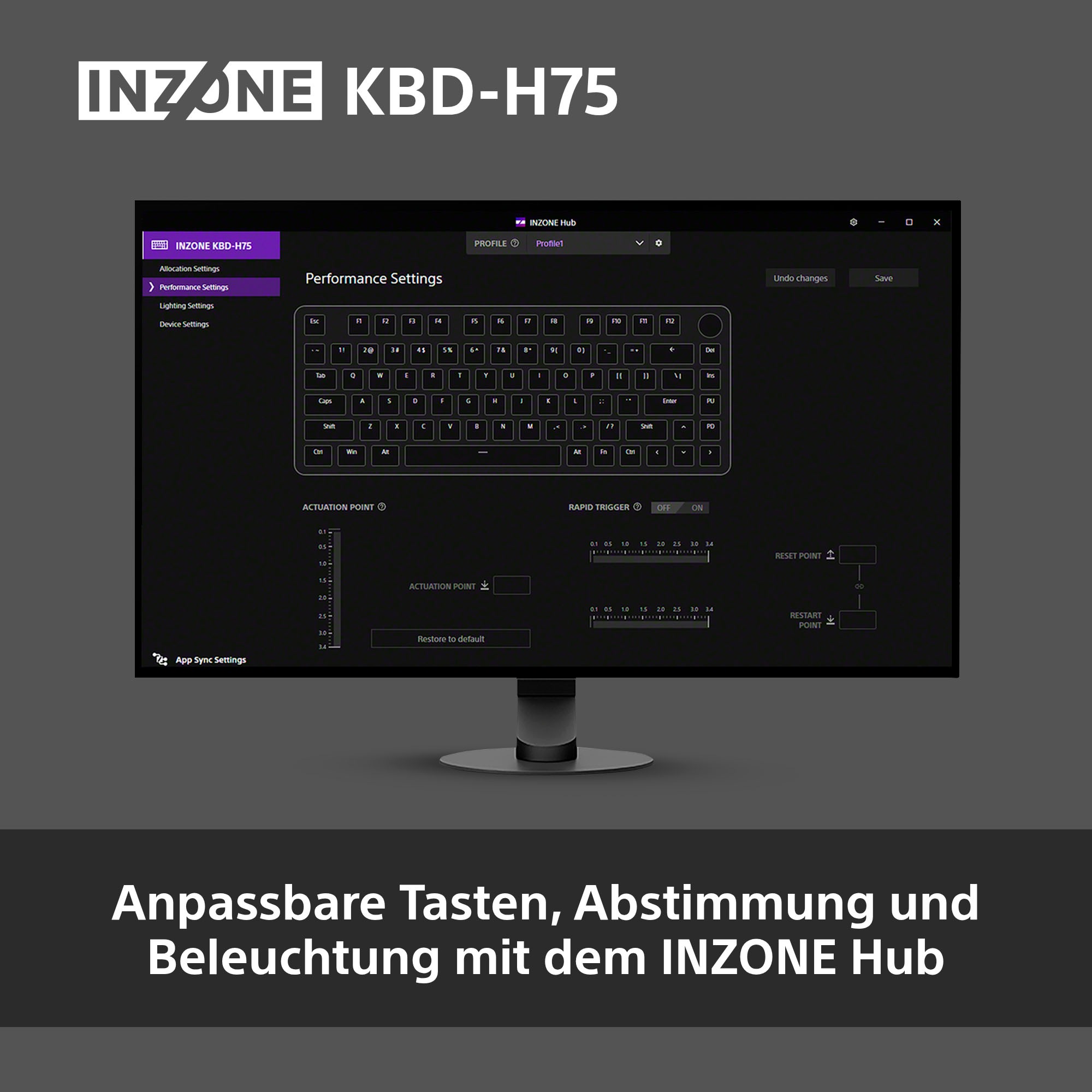 Sony Gaming-Tastatur »INZONE KBD-H75«, (Fn-Tasten-USB-Anschluss-Windows-Sperrtaste)
