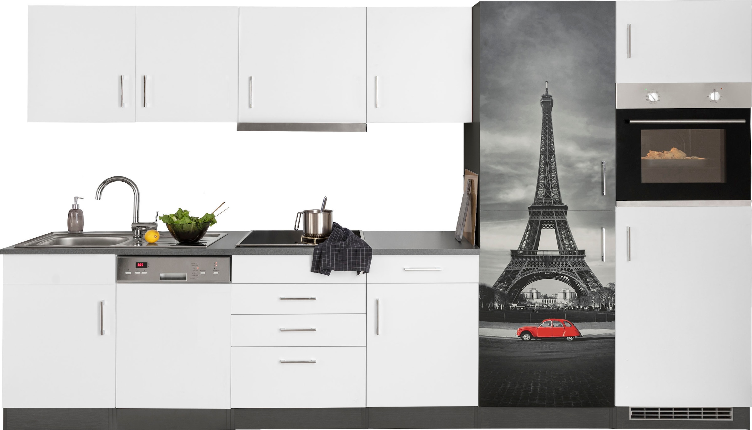 »Paris«, cm, Breite Küchenzeile MÖBEL mit 340 HELD online E-Geräten, kaufen wahlweise Induktionskochfeld mit