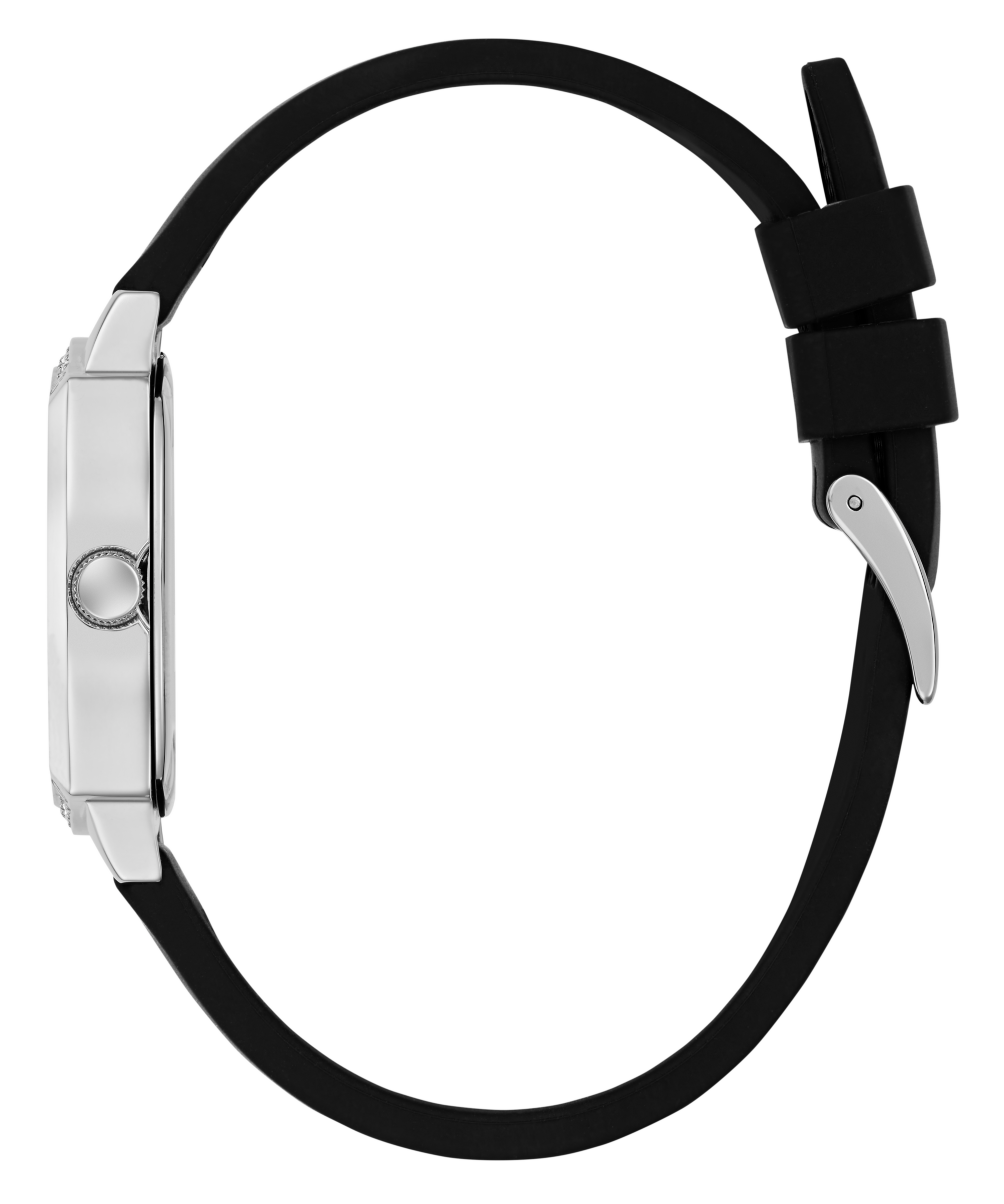 Guess Quarzuhr »LIV«, Armbanduhr, Damenuhr, Silikonarmband, Kristallsteine