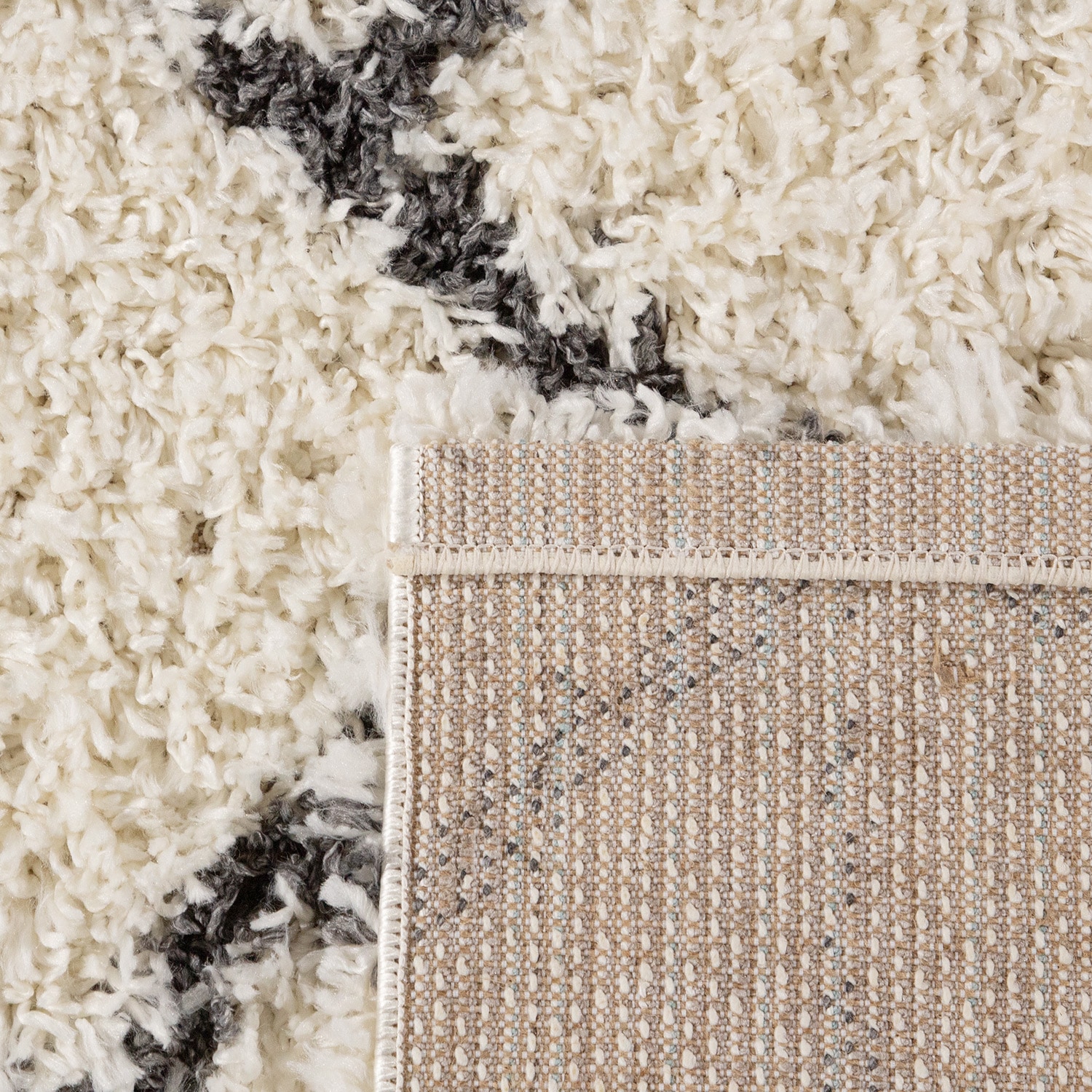 Paco Home Hochflor-Teppich »Kalmar 450«, rechteckig, 44 mm Höhe, Shaggy, Scandi Design, modernes Rauten Muster, weich & kuschelig