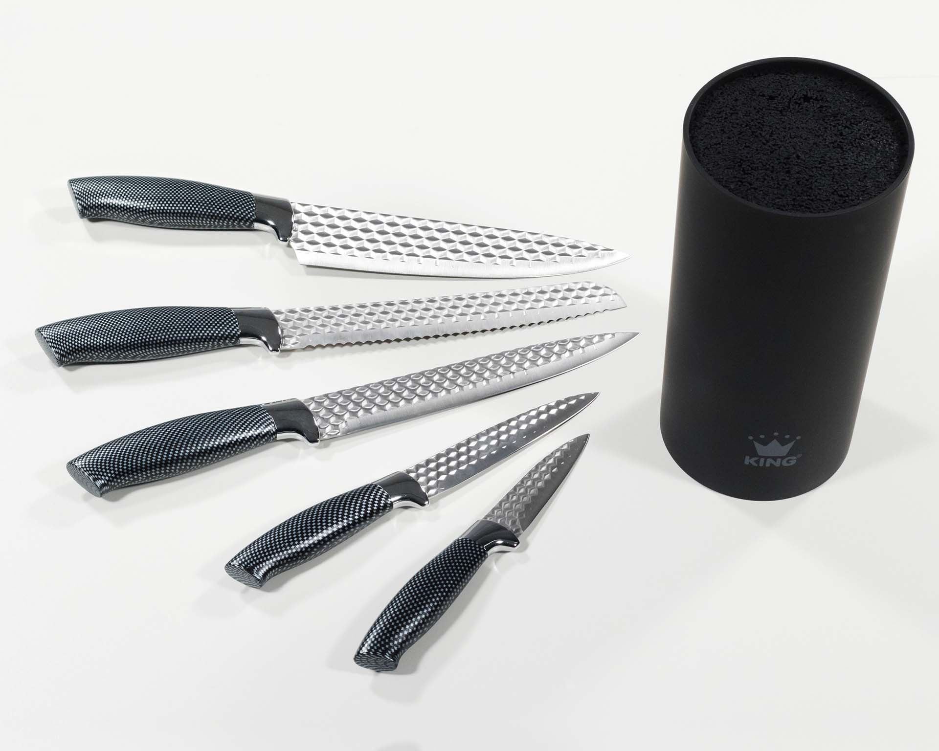 KING Messerblock »Carbon Diamond«, 6 tlg., Klingen mit Rautenstruktur