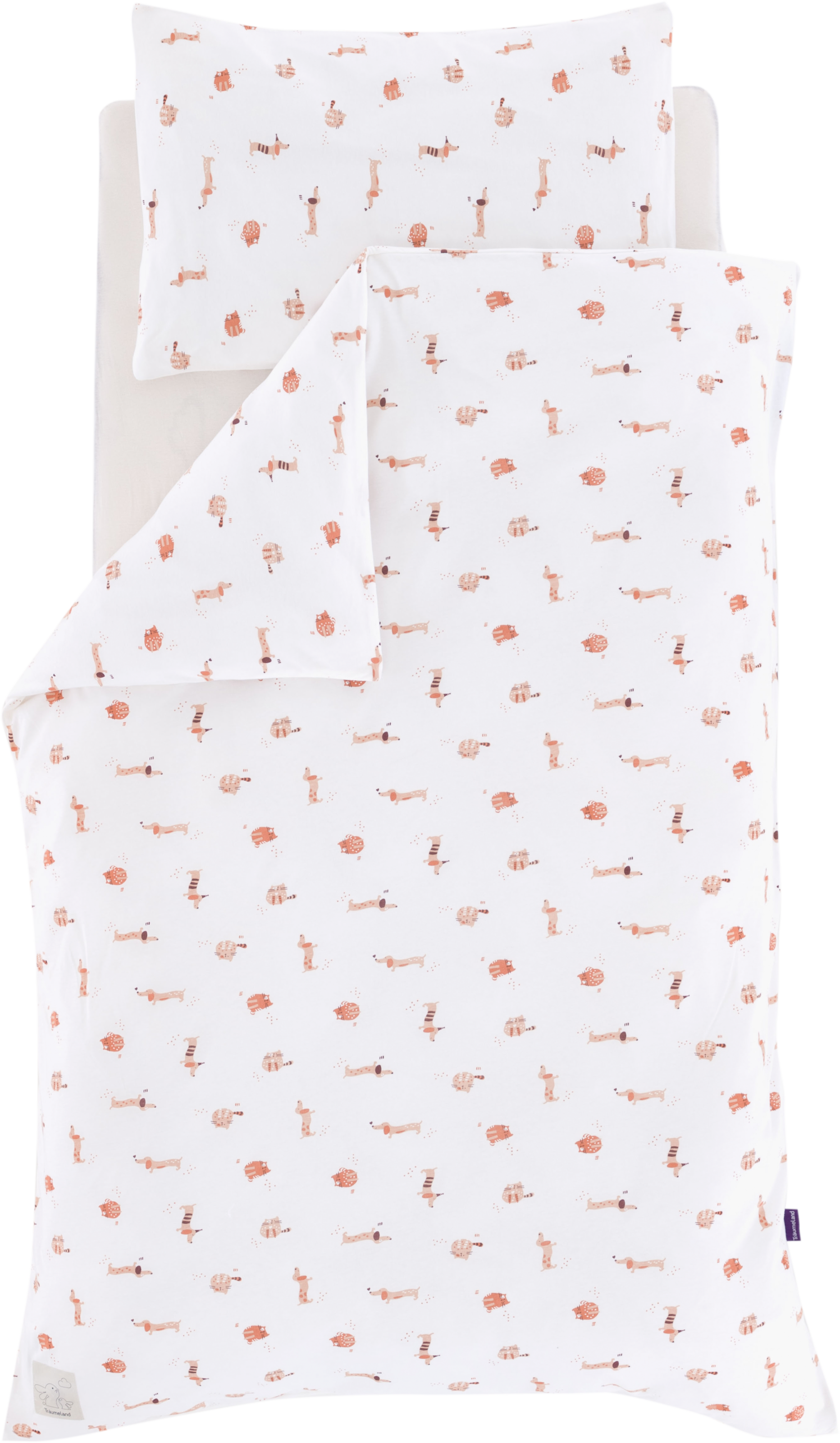 Träumeland Babybettwäsche »Jersey Cats & Dogs«, mit niedlichem Allover-Print