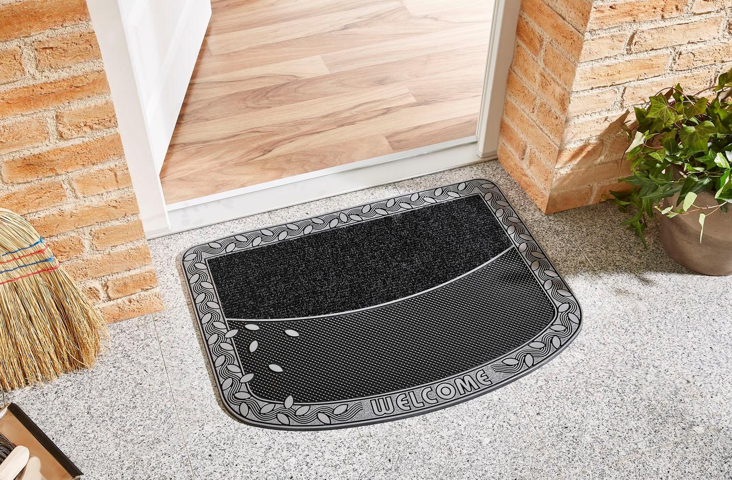 Home2Fashion Fußmatte »TC Clean Leaves«, rechteckig, 8 mm Höhe, Schmutzfangmatte, mit Spruch, robust, In- und Outdoor geeignet