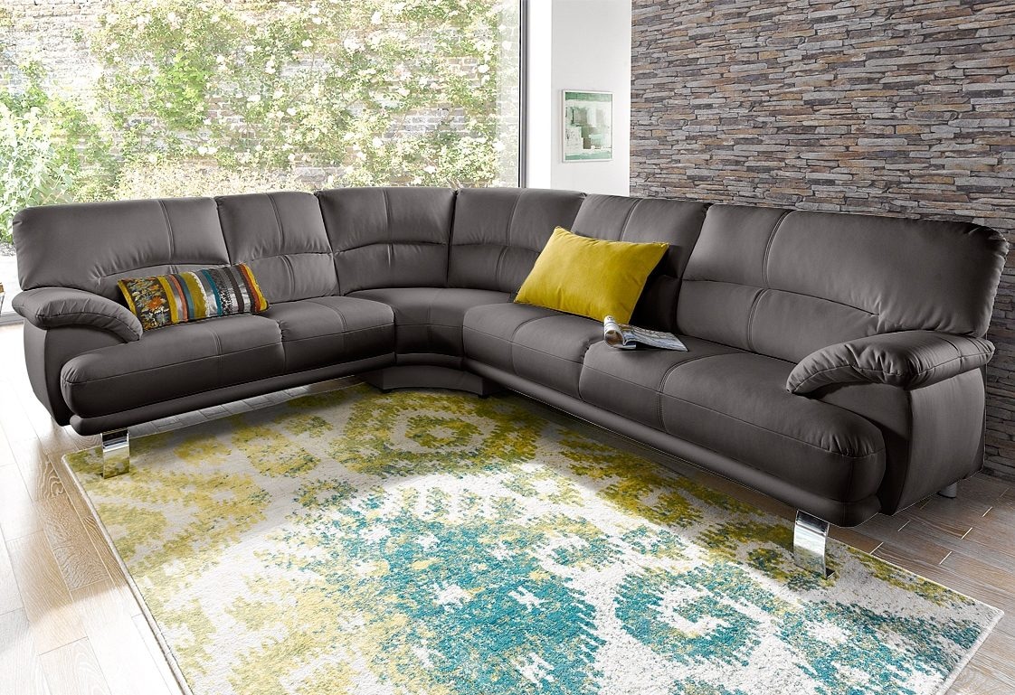 TRENDMANUFAKTUR Ecksofa »Cecilia in italienischem Design, modern und komfortabel, L-Form«, bequeme Armlehnen, mit langem Schenkel