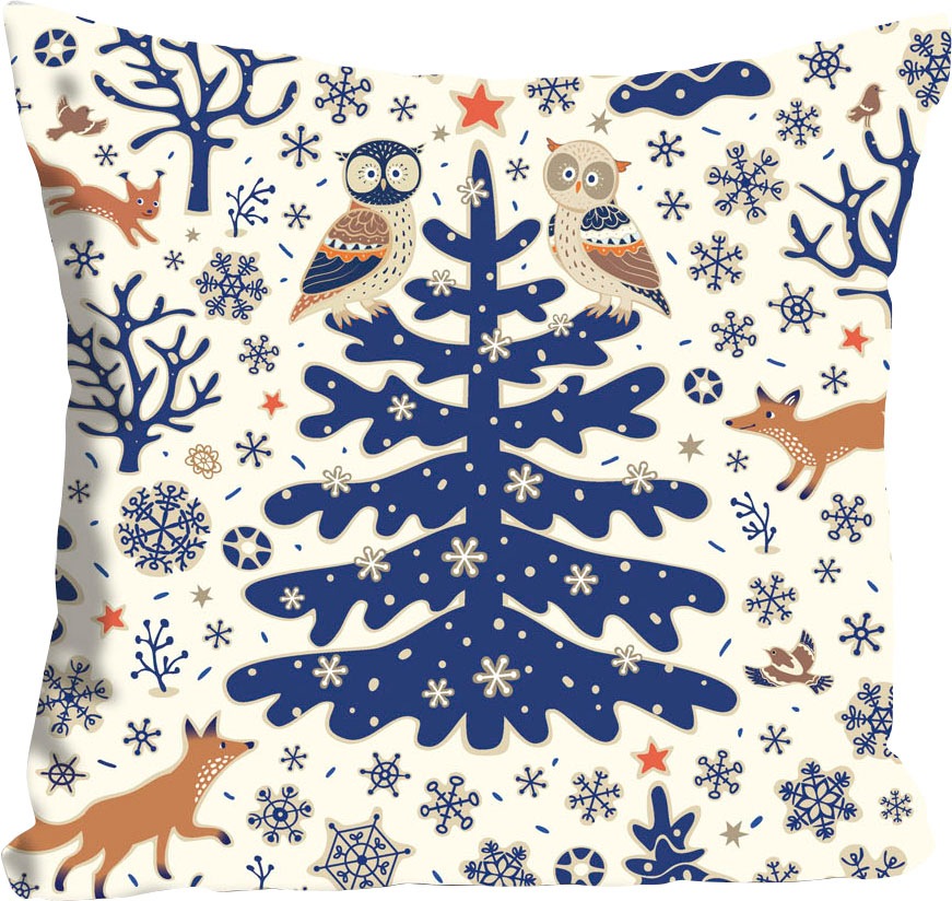 queence Dekokissen »Klaas«, Kissenhülle,Blauer Tannenbaum,Schnee,Winterlich günstig online kaufen
