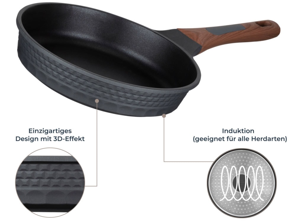 RESTO Kitchenware Bratpfanne »Capella, Pfanne antihaftbeschichtet und spülmaschinenfest«, Aluminiumguss, (1 tlg.), Schmorpfanne mit einzigartigem 3D-Design