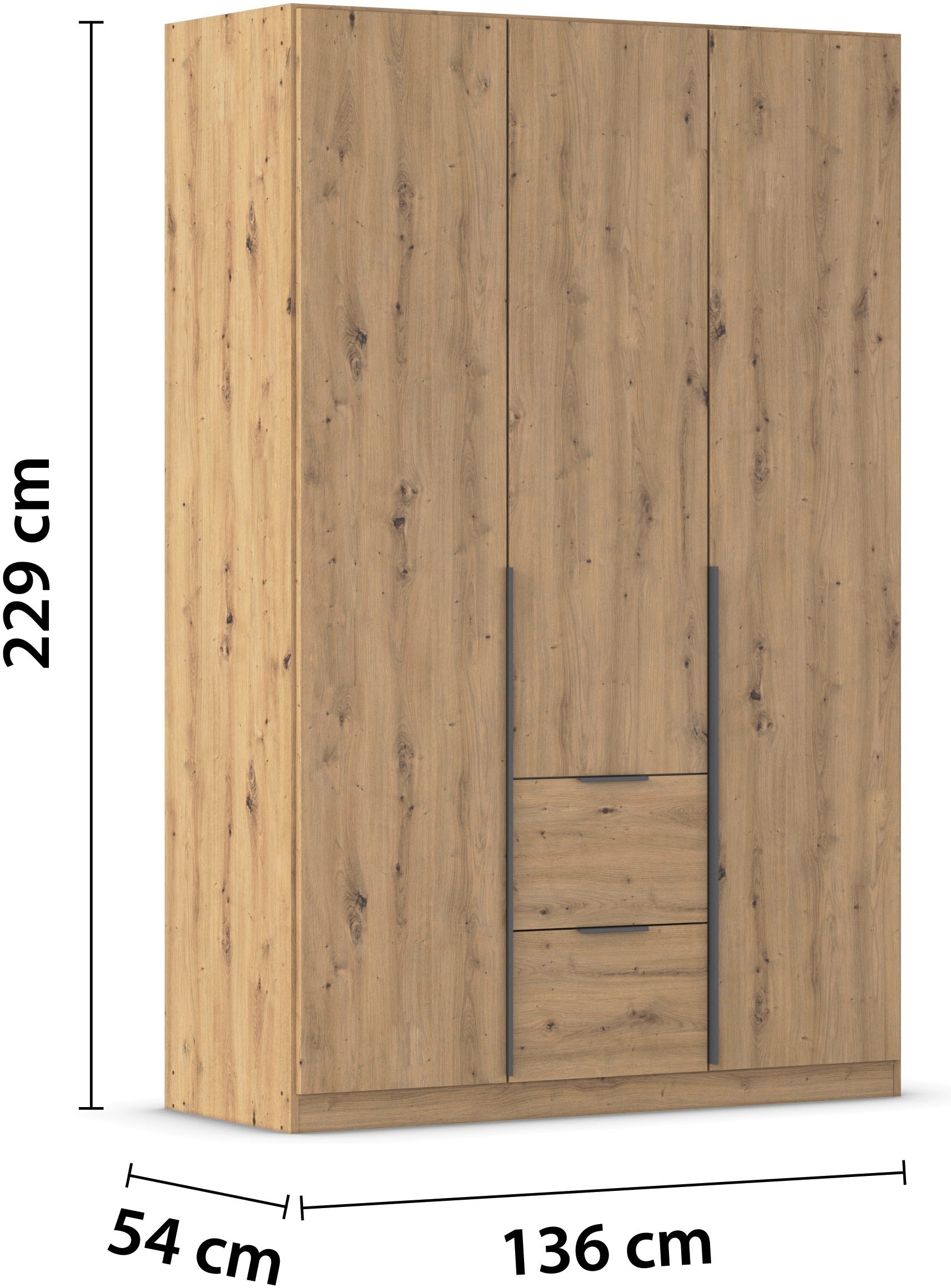 rauch Drehtürenschrank »Kleiderschrank Schrank Garderobe AGORDO mit Dekor- oder Hochglanzfront«, (in zwei Griff-Farben, Breiten 91-360 cm), mit Außenschubkästen, in 7 Breiten und 2 Höhen MADE IN GERMANY