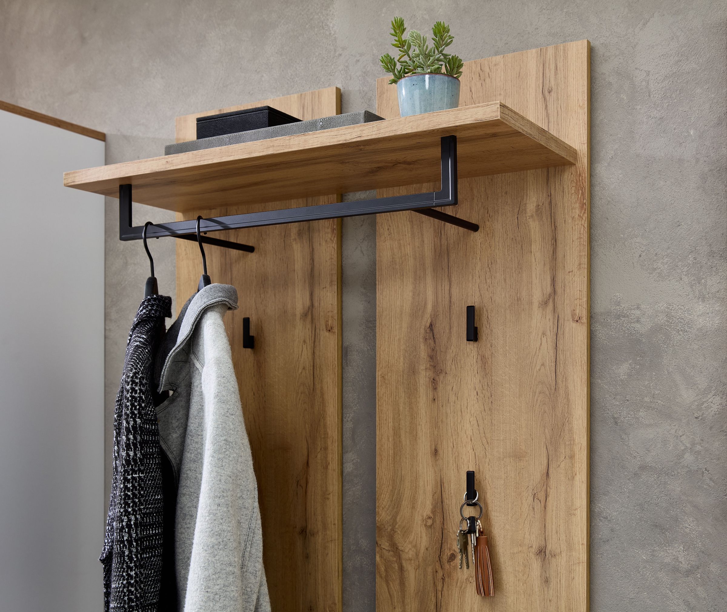 Innostyle Garderobenpaneel »Sparks Garderobenpaneel; 80x130x30cm (B/H/T)«, (1 St.), 1 Boden, 4 Haken, 1 Kleiderstange