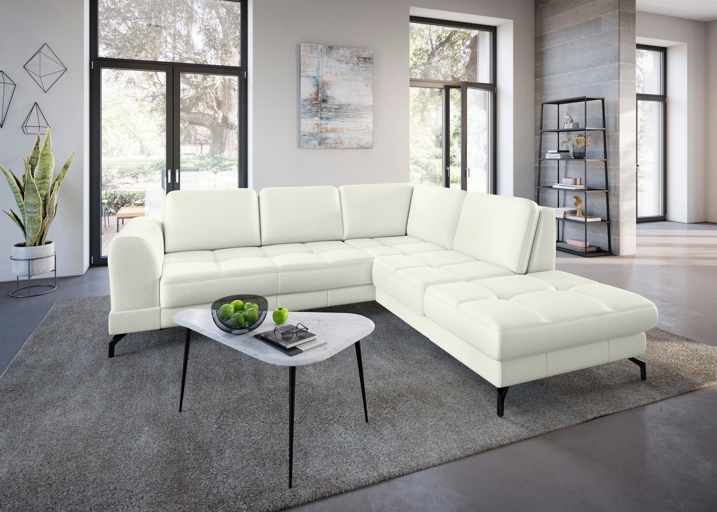 sit&more Ecksofa »Bendigo L-Form«, inklusive Sitztiefenverstellung, Bodenfreiheit 12 cm, in 2 Fußfarben