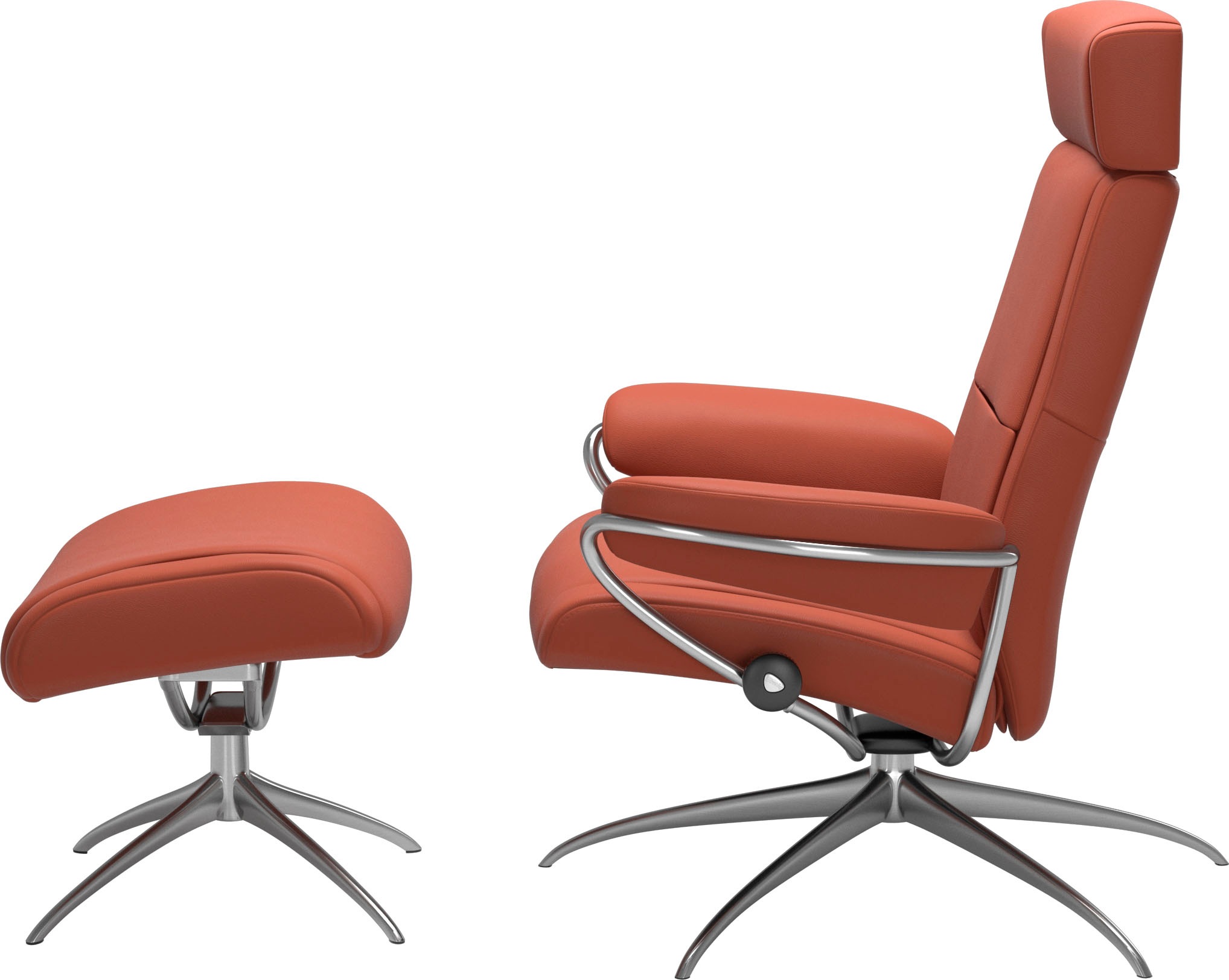 Stressless® Relaxsessel »Paris«, (Set, Relaxsessel mit Hocker), mit Hocker, Low Back mit Kopfstütze, mit Star Base, Gestell Chrom