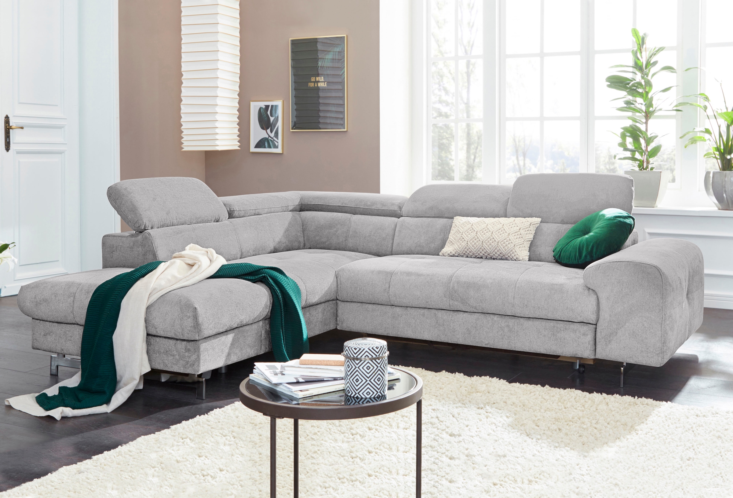 COTTA Ecksofa »Chef L-Form« mit Kopfteilverstellung, wahlweise mit Bettfunktion & Bettkasten