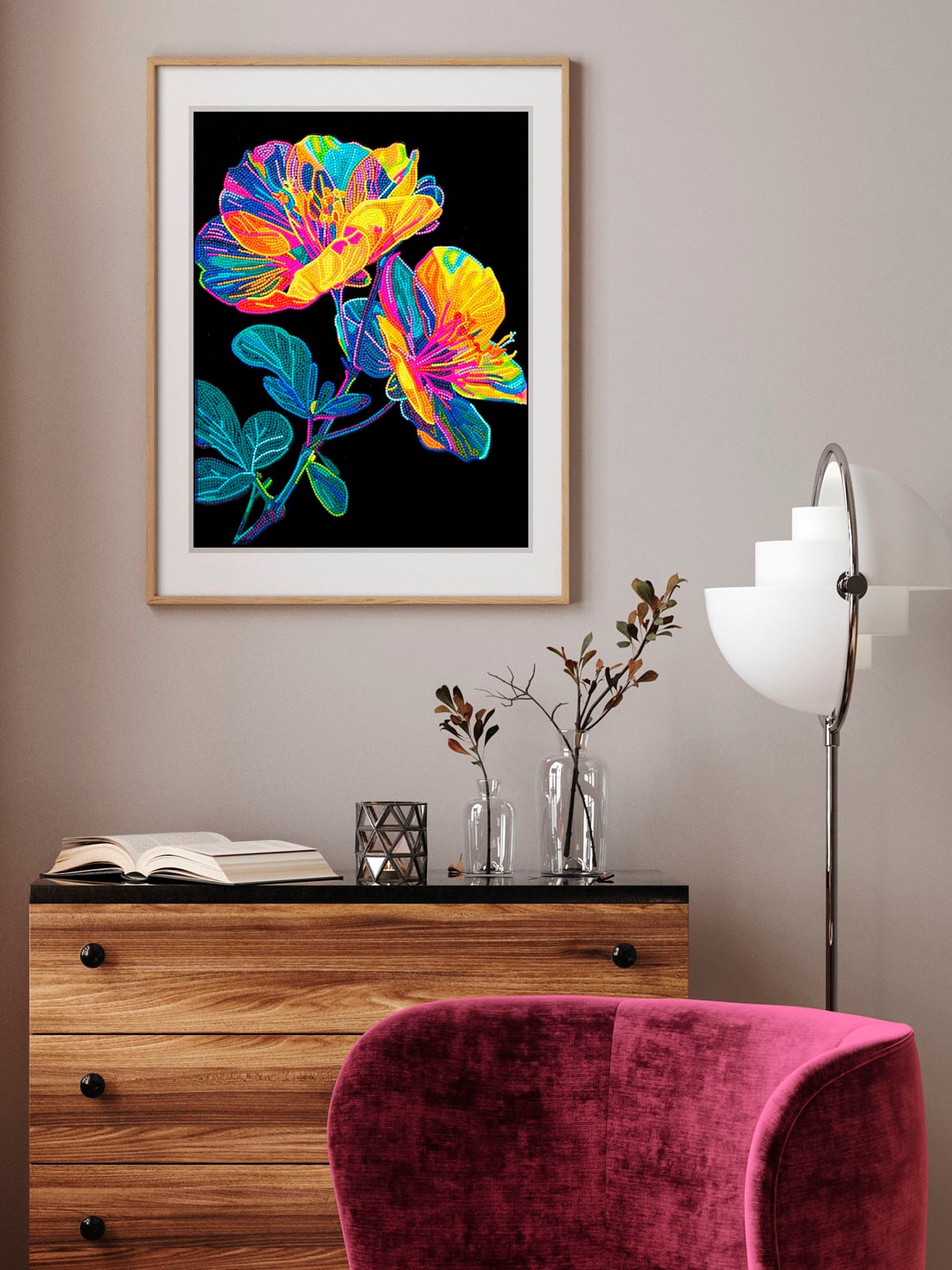 Diamond Dotz Kreativset »Diamond Painting Neon Blumen«