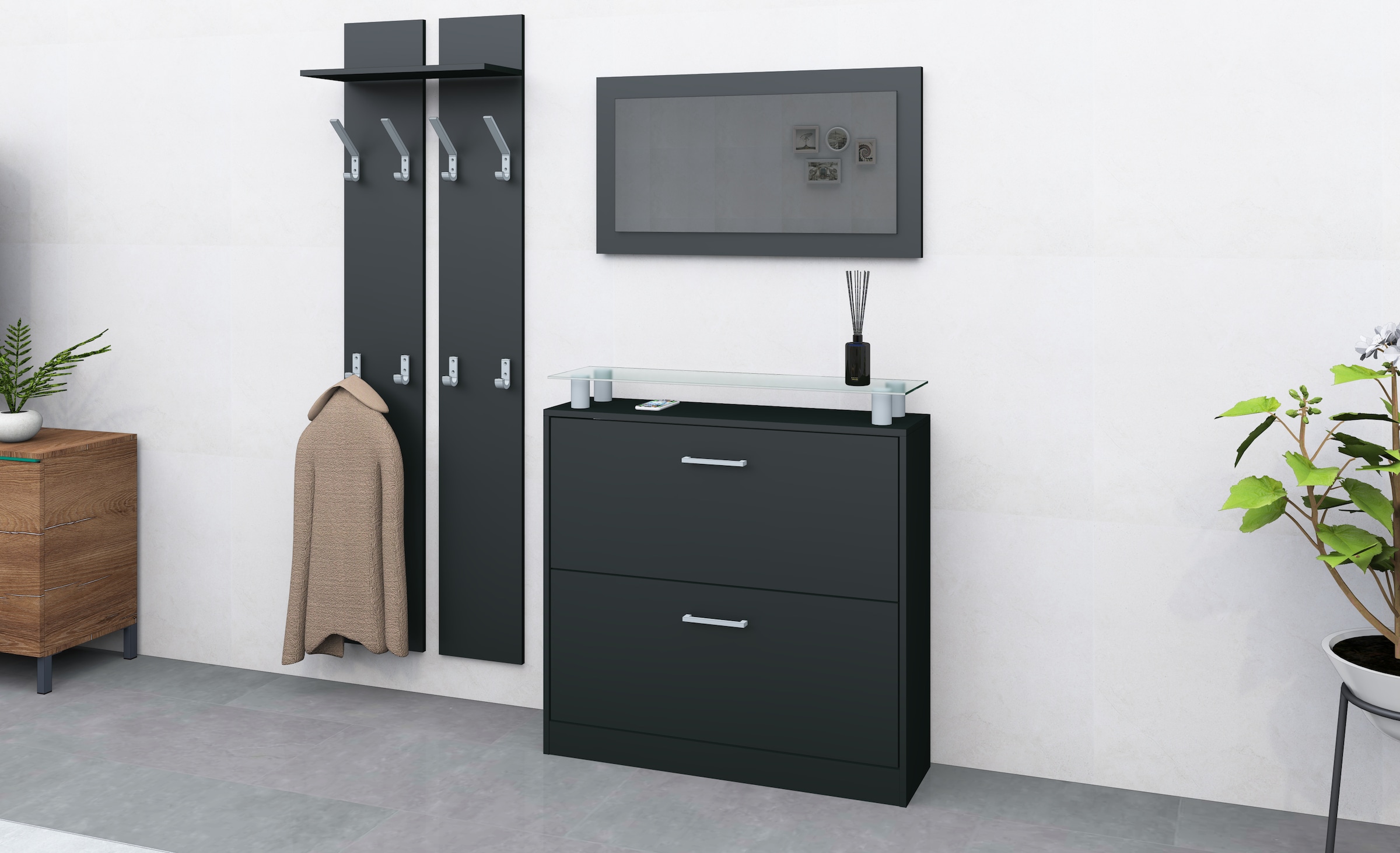 borchardt Möbel Garderoben-Set »Finn«, (Set, 3 St.), mit Glasablage