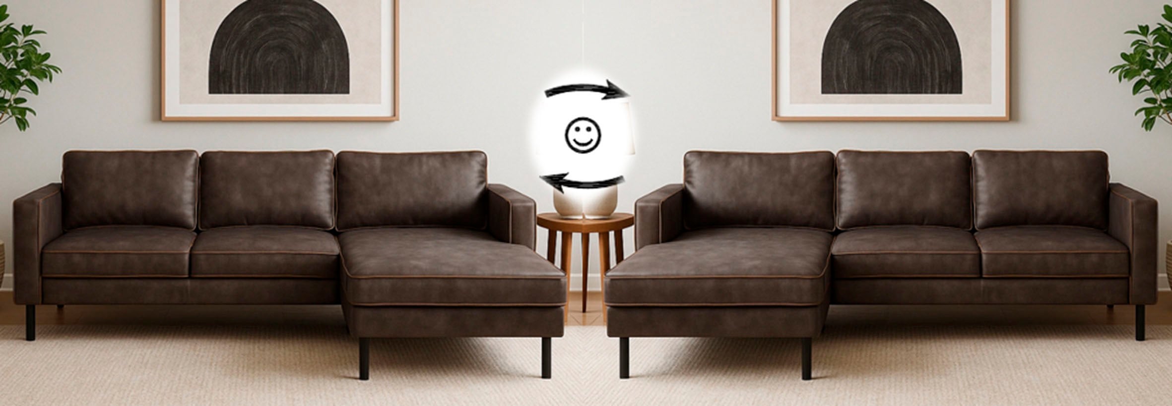 Home affaire Ecksofa »Watkins, wahlweise mit Schlaffunktion/Bettkasten, moderne offene Naht« Recamiere beidseitig montierbar, L-Form, Breite 232 cm