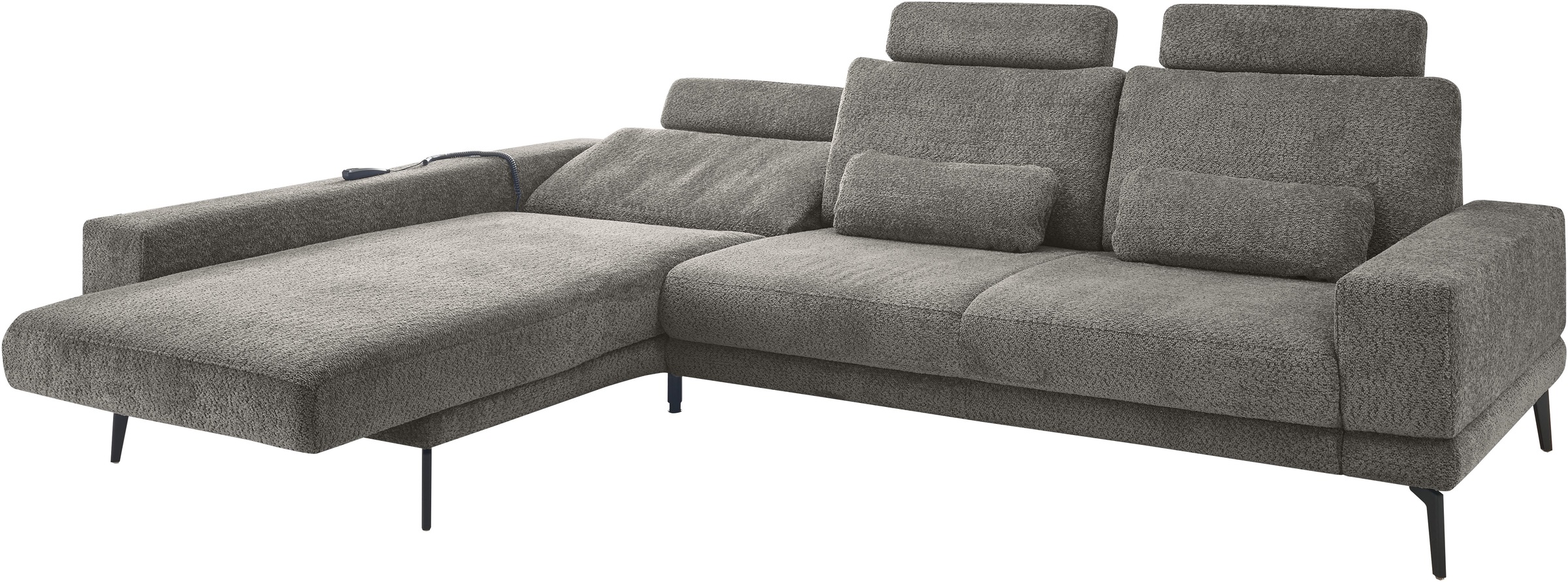 set one by Musterring Ecksofa »SO 3600, inkl motor. Sitztiefenverstellung, Kopfstützen, Nierenkissen«, Sitzhöhe 44 cm, Kaltschaum, Breite 293 x Tiefe 180 cm, Kama anthrazit