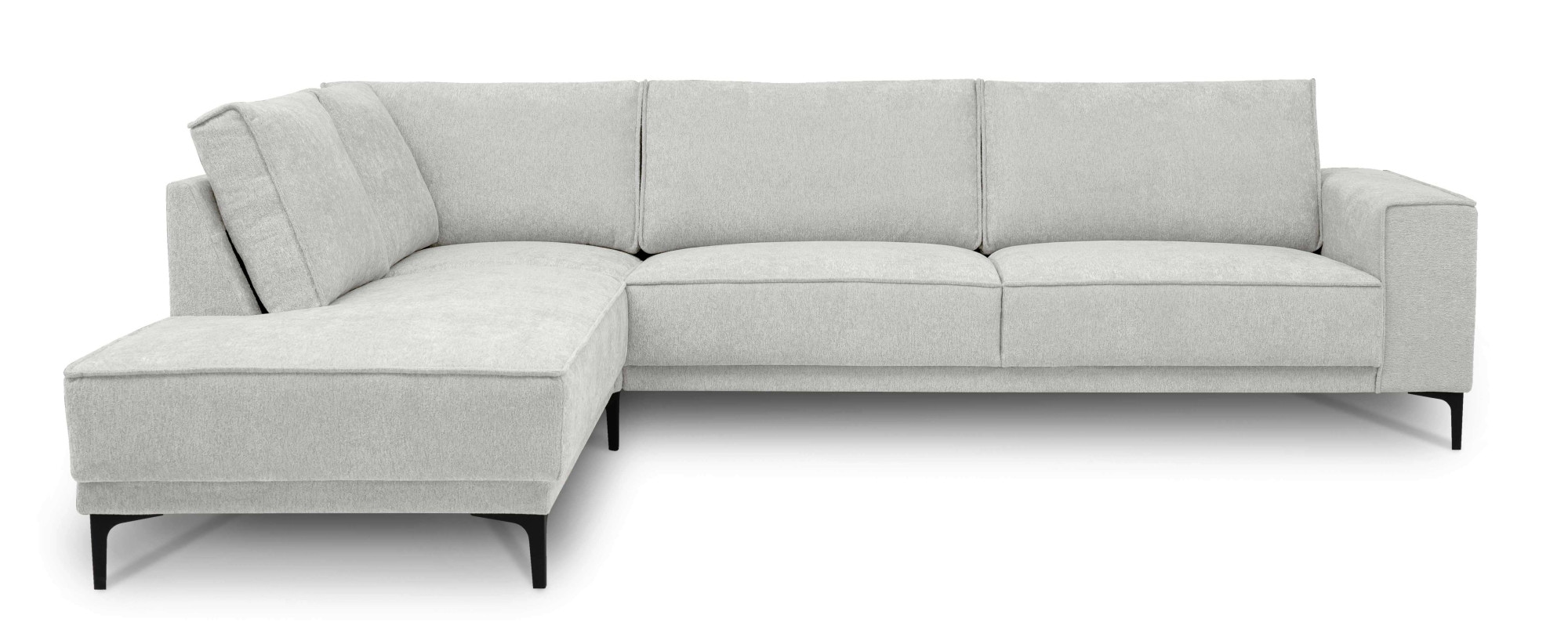 Places of Style Ecksofa »Polsterecke Oland, Struktur, Flachgewebe, Luxus-Microfaser, Boucle«, L-Form, 289 cm, Wellenunterfederung, Skandi-Design, Metallfüße
