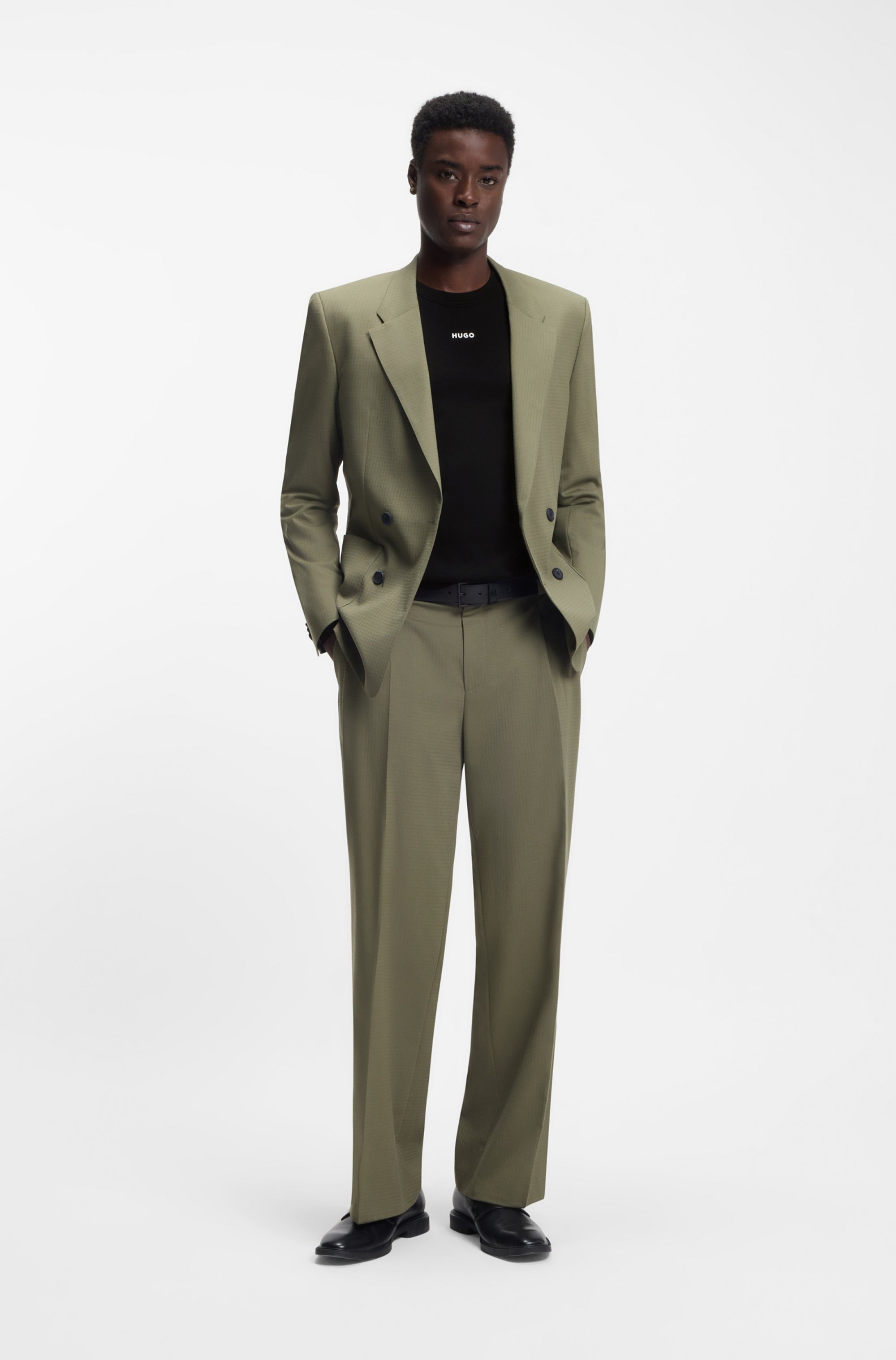 HUGO Rundhalspullover »San Cassius-C2« Rundhalsausschnitt, Slim Fit, Feinstrick