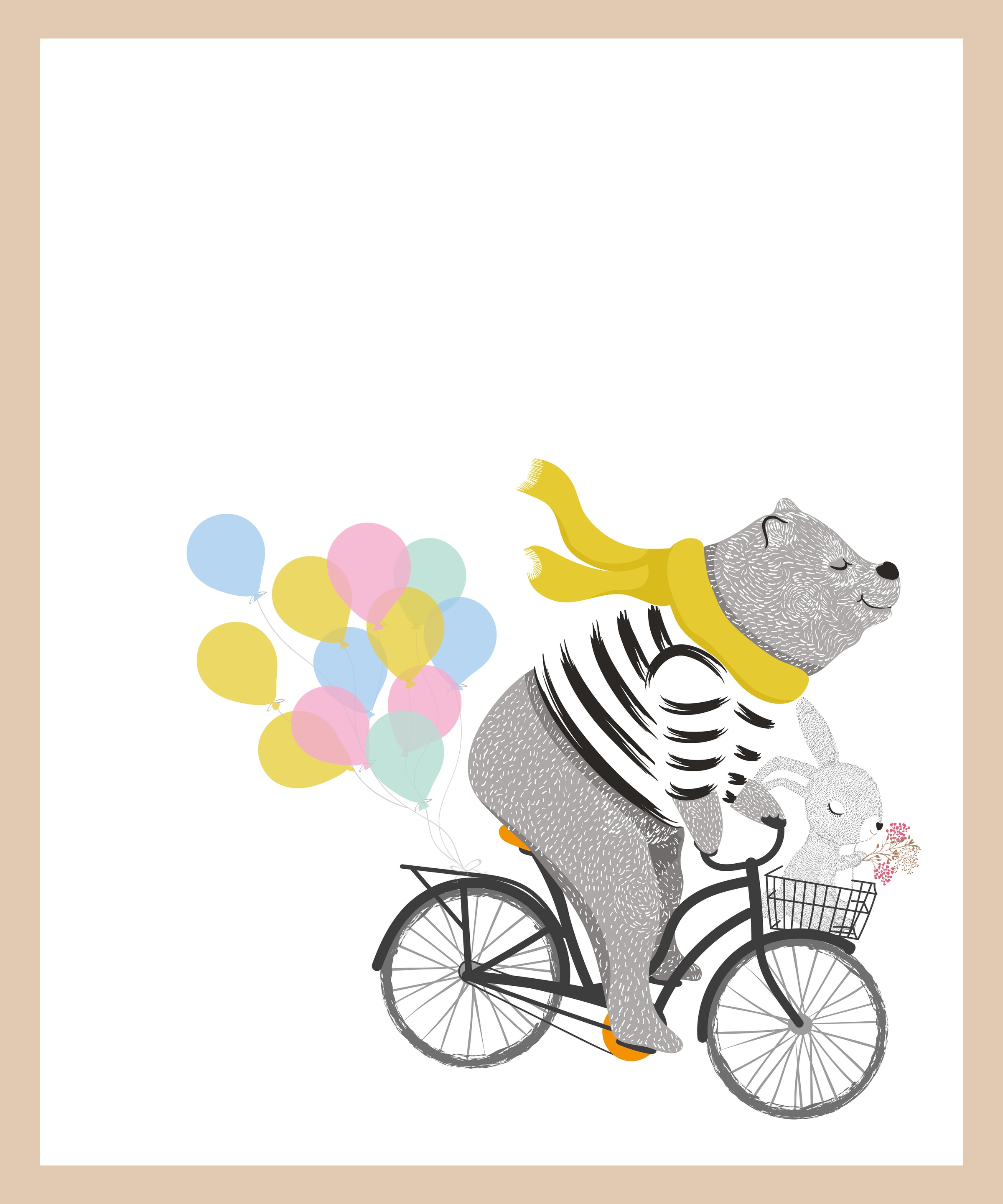 Lüttenhütt Bild mit Rahmen »oder Poster, Bär mit Hase auf Fahrrad«, Fahrräd günstig online kaufen