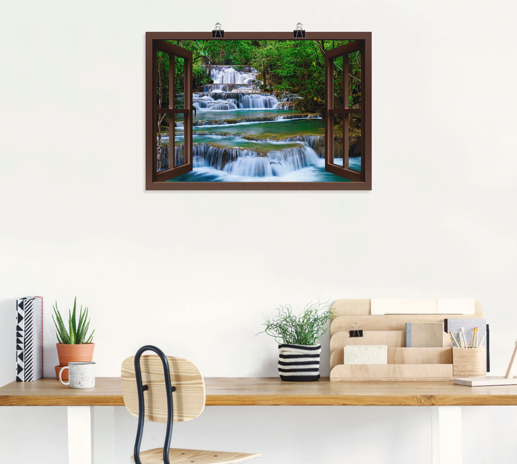 Artland Wandbild »Fensterblick Wasserfall in Kanchanaburi«, Fensterblick, (1 St.), als Leinwandbild, Poster, Wandaufkleber in verschied. Größen