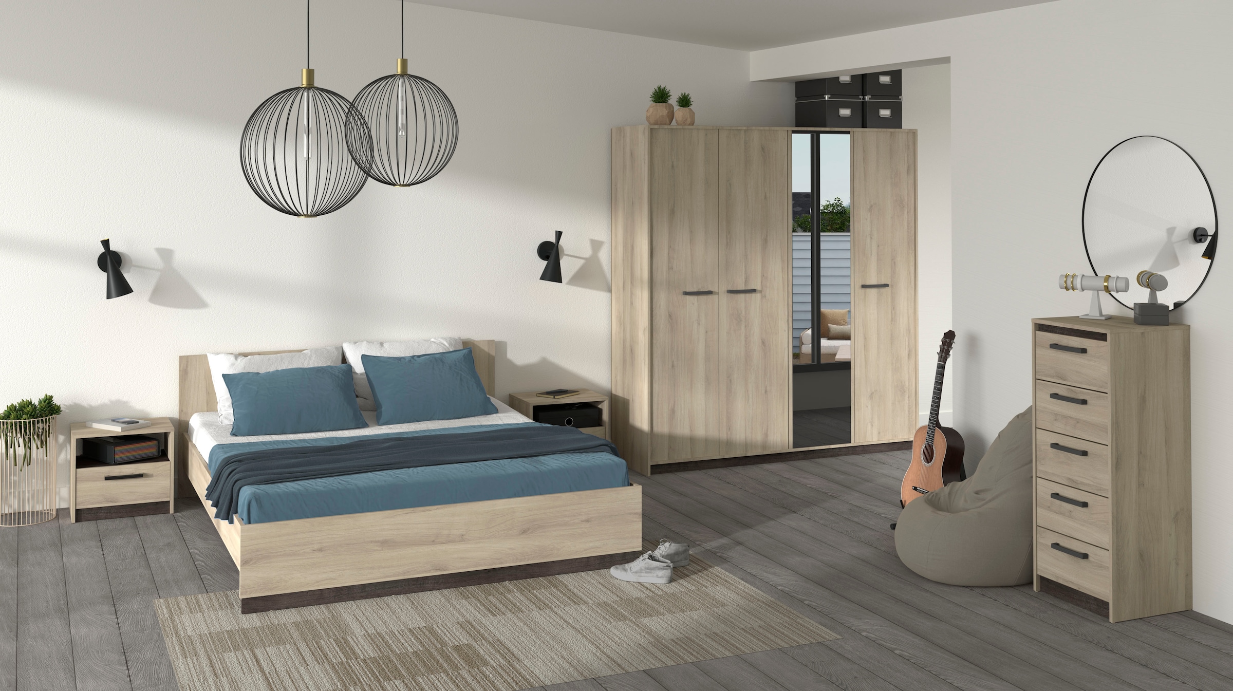 Demeyere GROUP Kinderkleiderschrank »Watson« SCHRANK 4 TÜREN/1 SPIEGEL