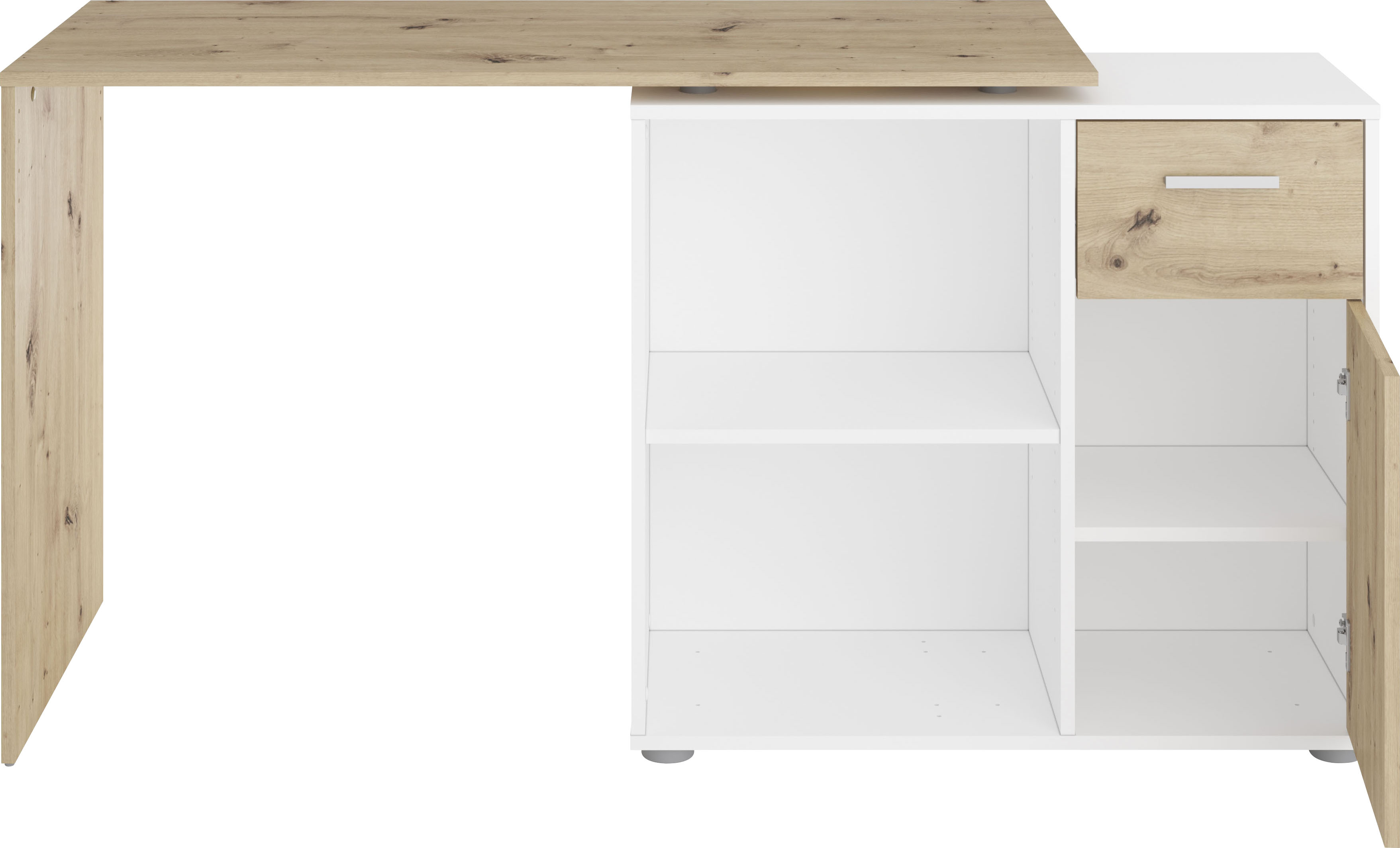 Eckschreibtisch »ALBRECHT«, Breite 117 cm, Schreibtisch mit Stauraum, drehbar, 7 Farben