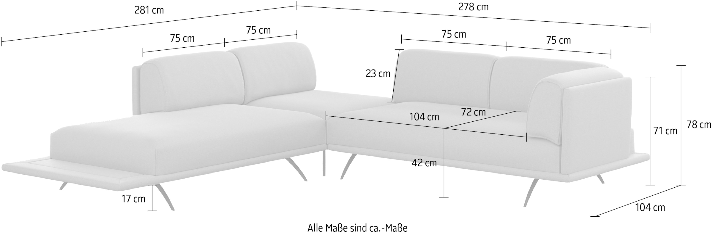 machalke® Ecksofa »benito, L-Form«, mit bezogenem Sockel