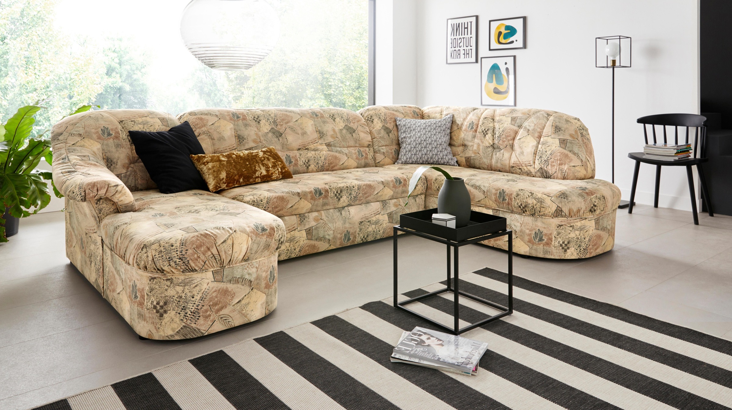 DOMO collection Wohnlandschaft »Pegnitz, zeitlos und modern, mit attraktiver Rückensteppung, U-Form«, wahlweise mit Bettfunktion