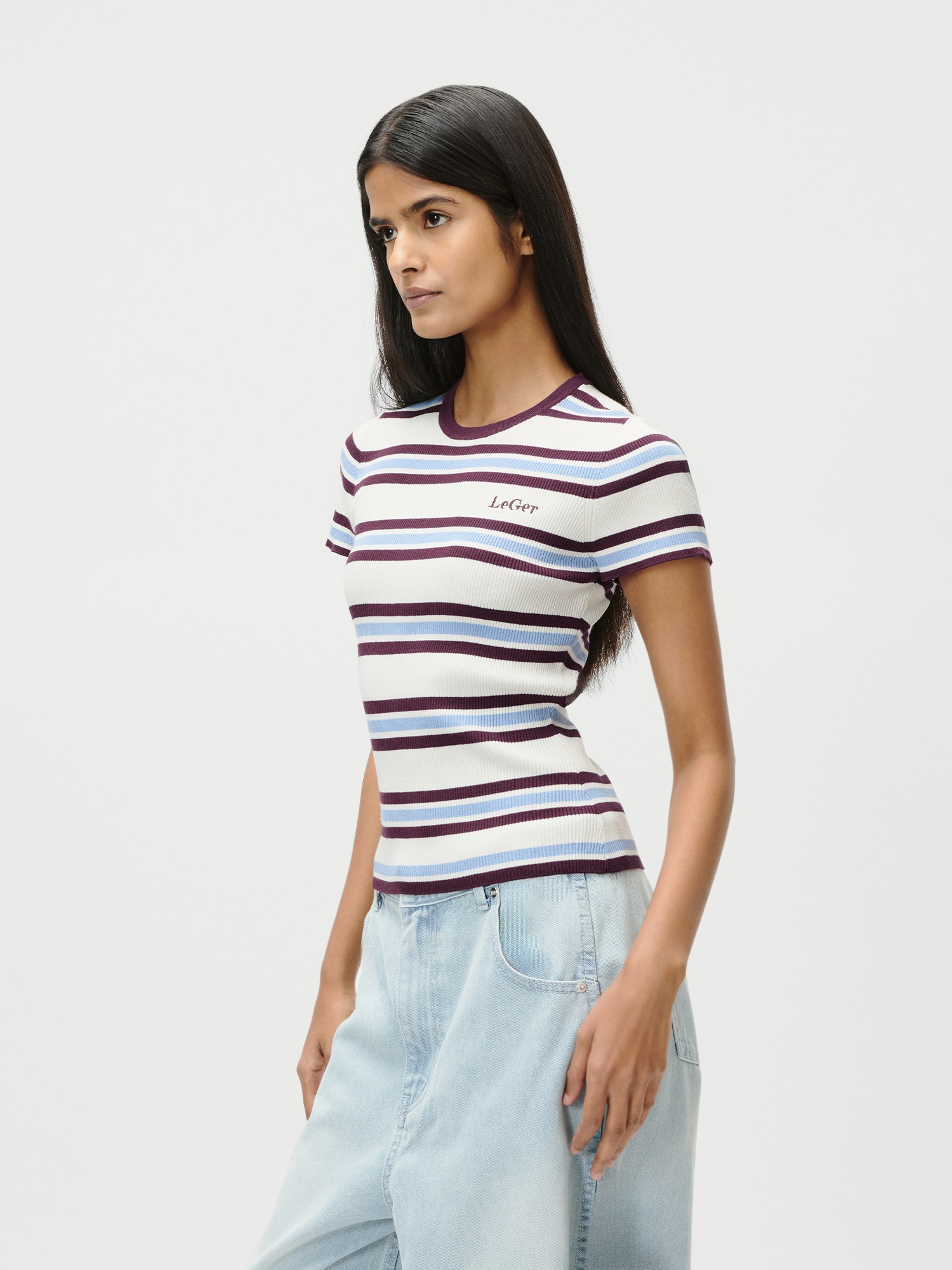 LeGer T-Shirt »Danielle, LeGer by Lena Gercke« schmale Passform, mehrfarbig geringelt