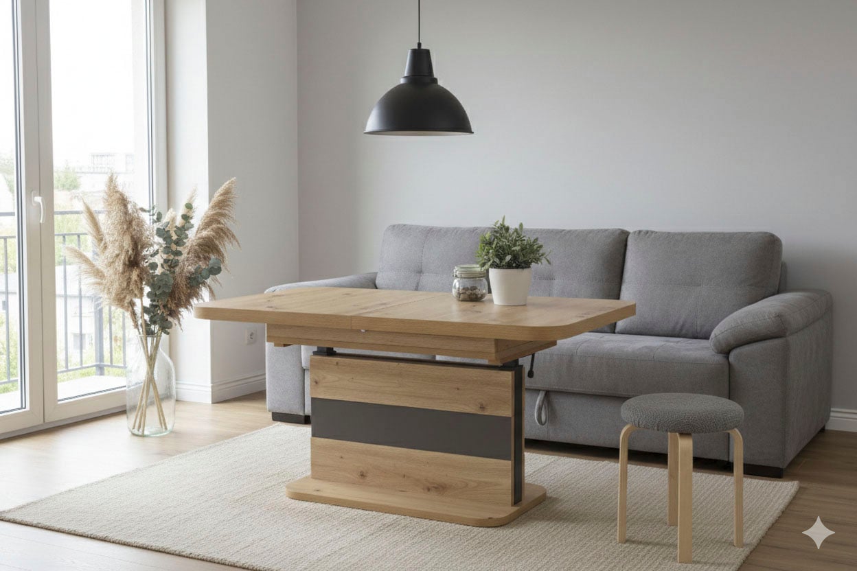 HELA Couchtisch mit Funktion, ausziehbar und höhenverstellbar