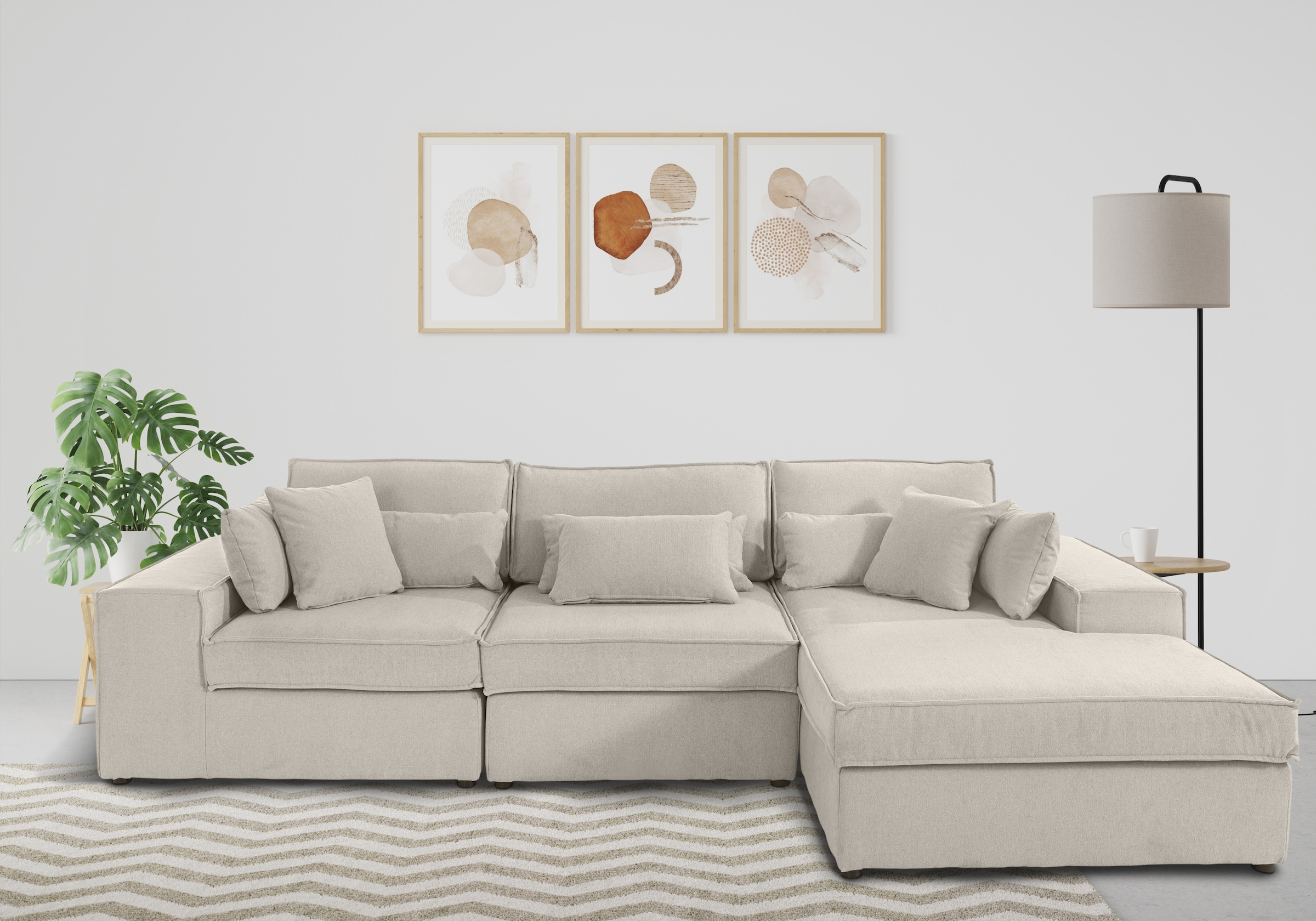 RAUM.ID Ecksofa »Florid L-Form«, 3 Teile, bestehend aus Modulen, viele Bezu günstig online kaufen